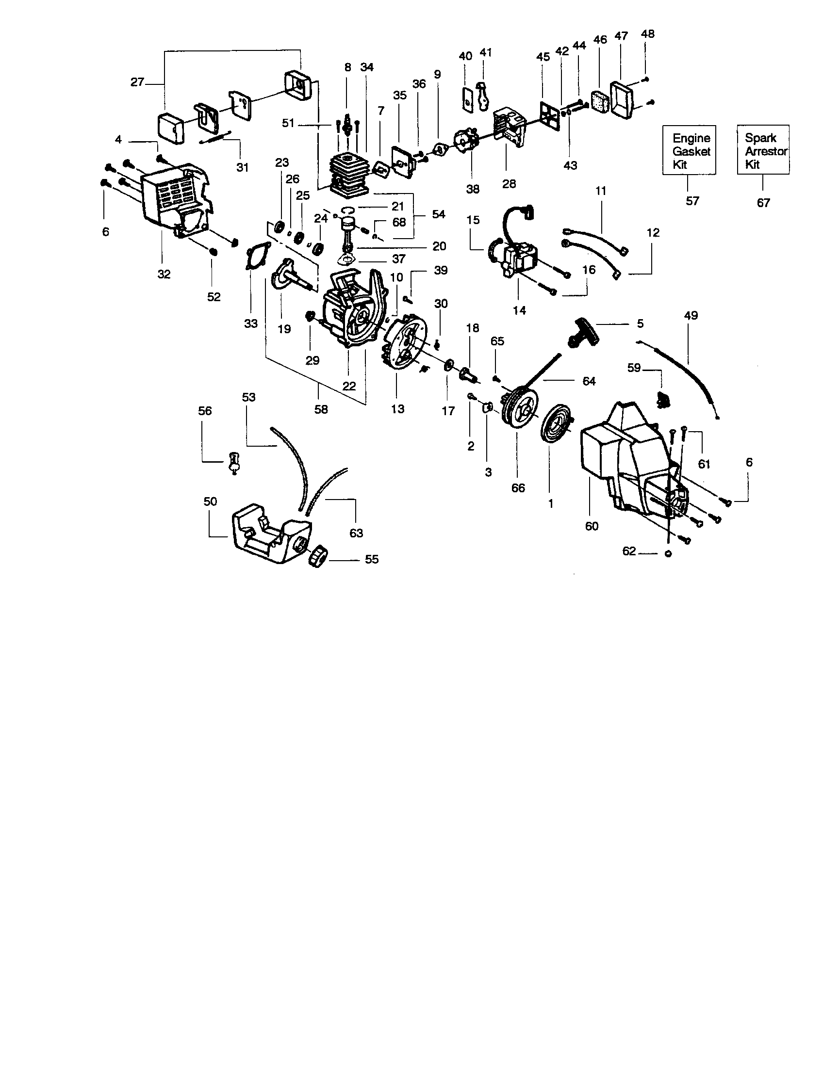 Craftsman 358742420 cylinder/crankshaft/crankcase diagram