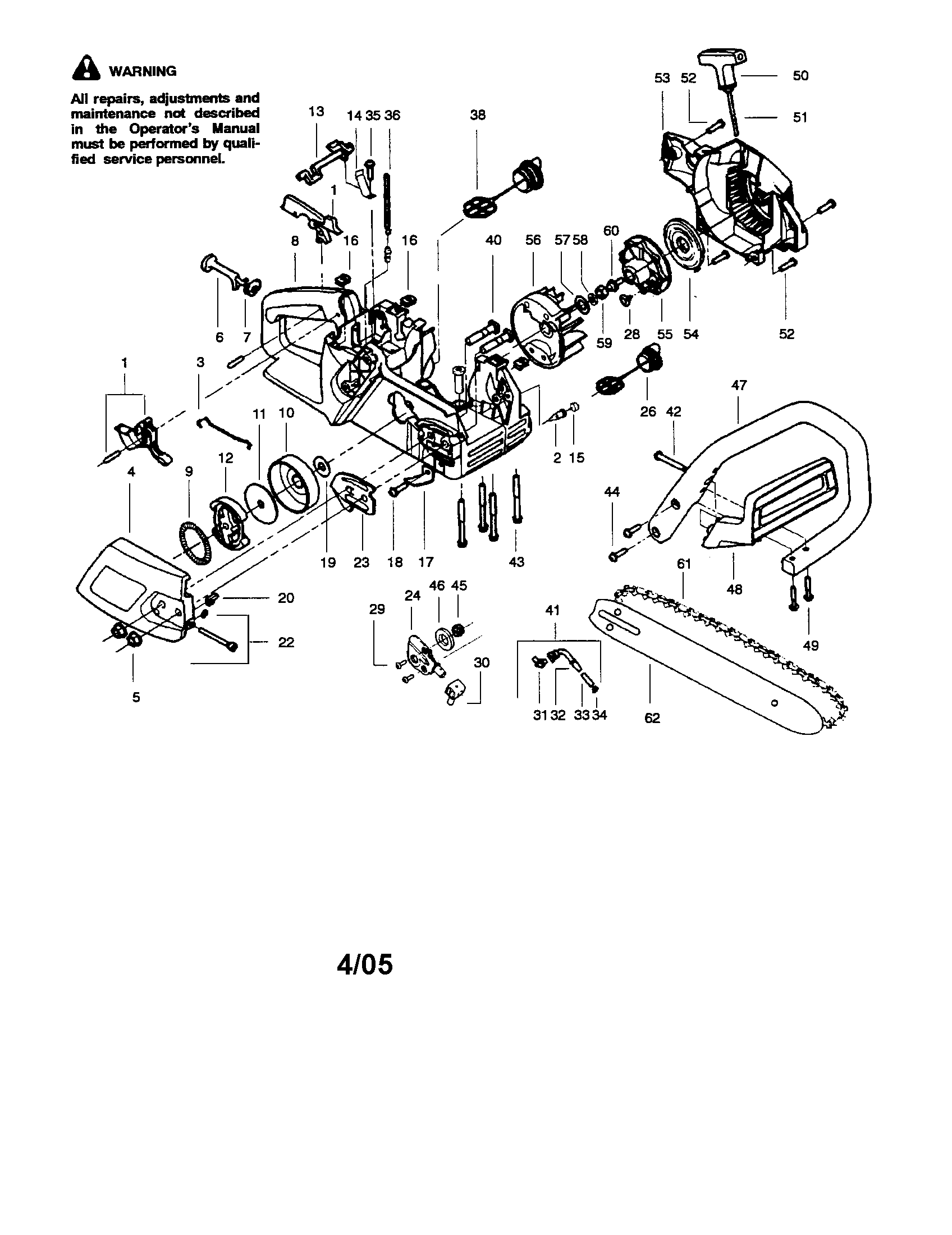 Craftsman 358352680 chain/bar/handle/chassis diagram
