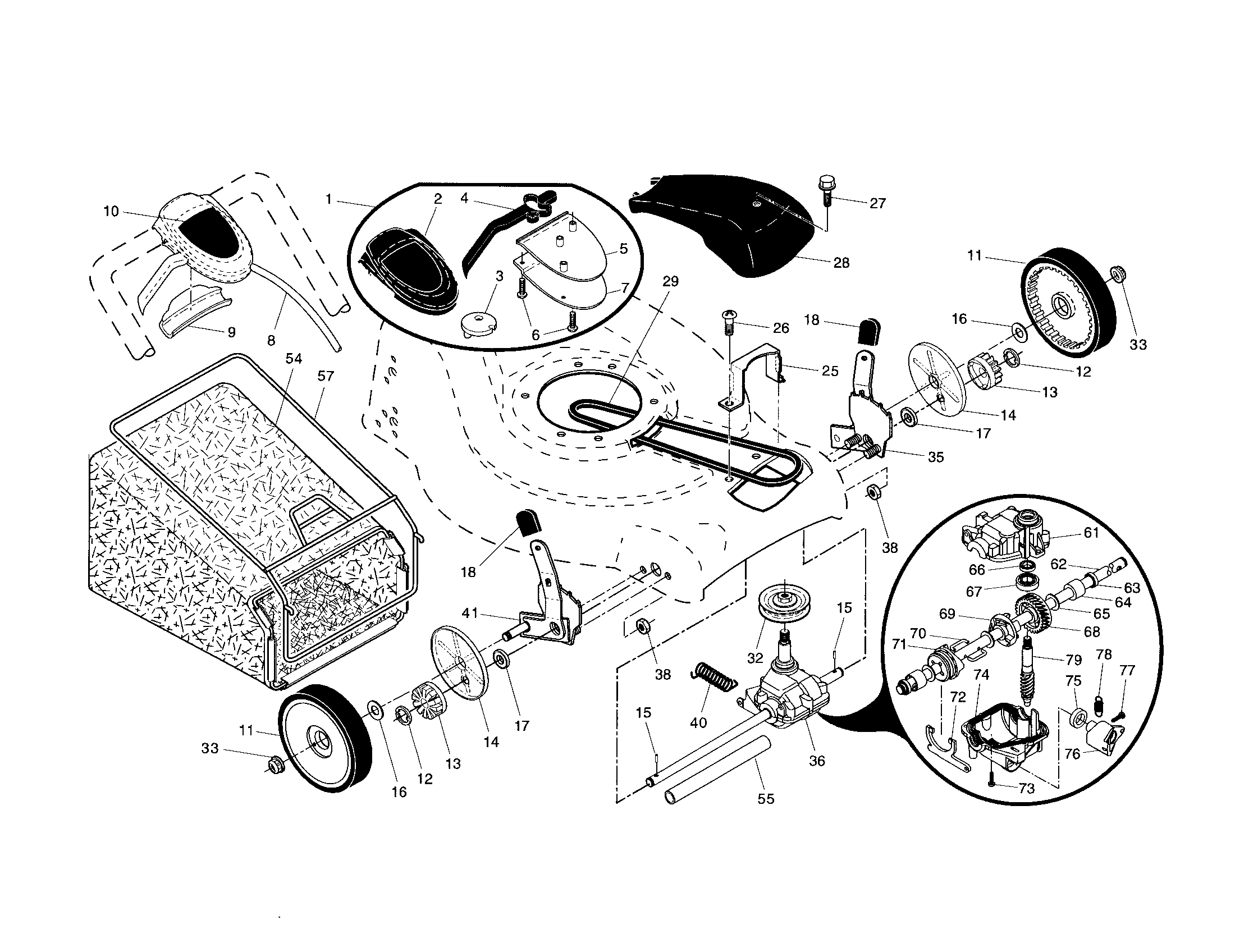 Craftsman 917376692 wheels/tires/bag diagram