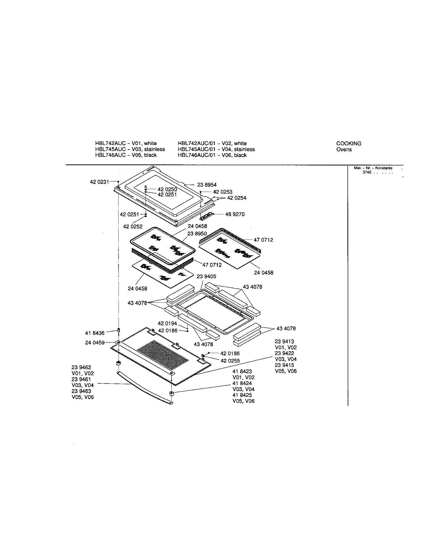 Bosch HBL742AUC door diagram