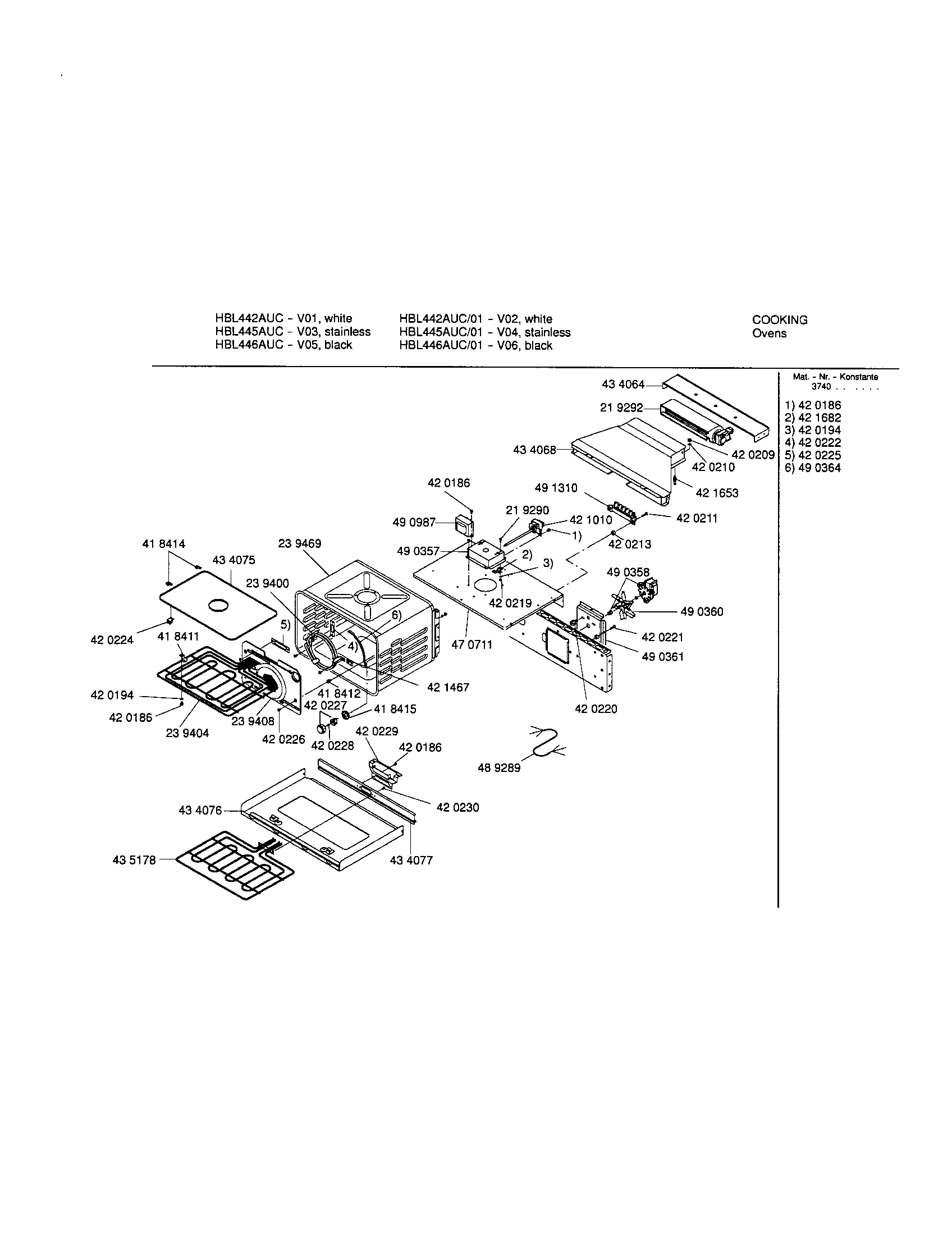 Bosch HBL446AUC cavity diagram