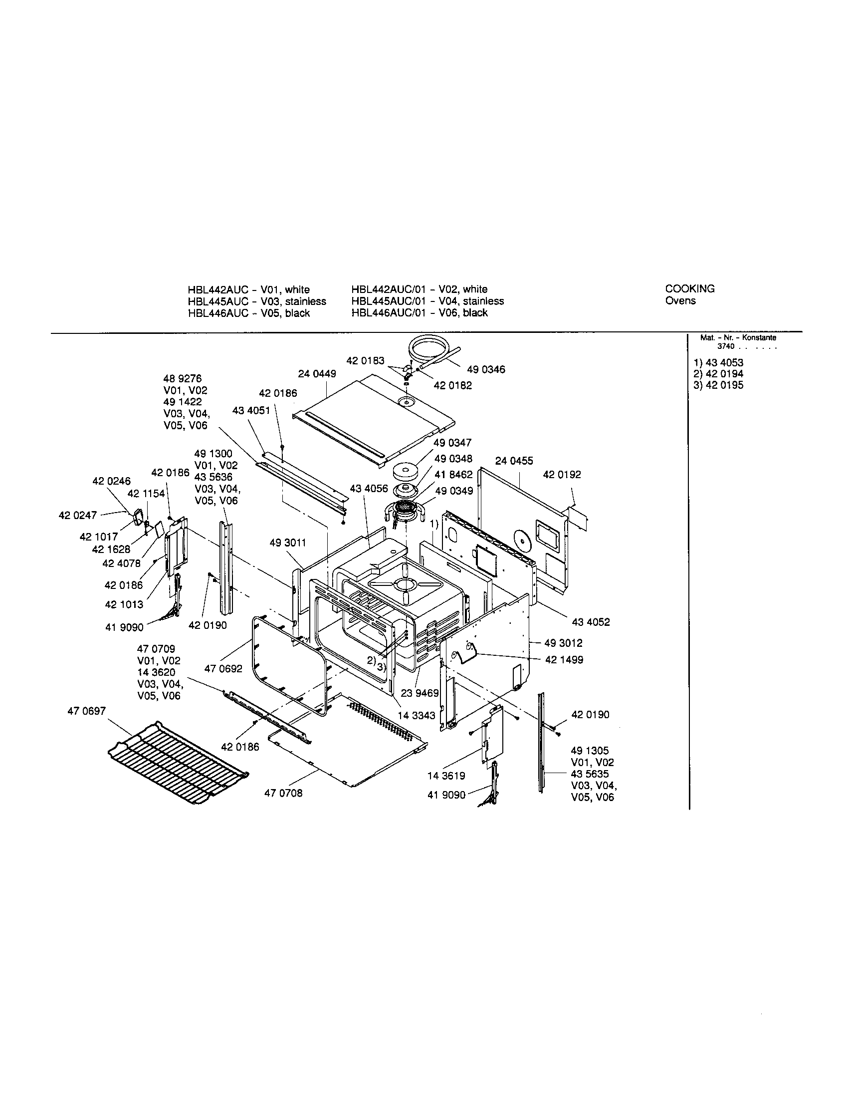 Bosch HBL445AUC body diagram