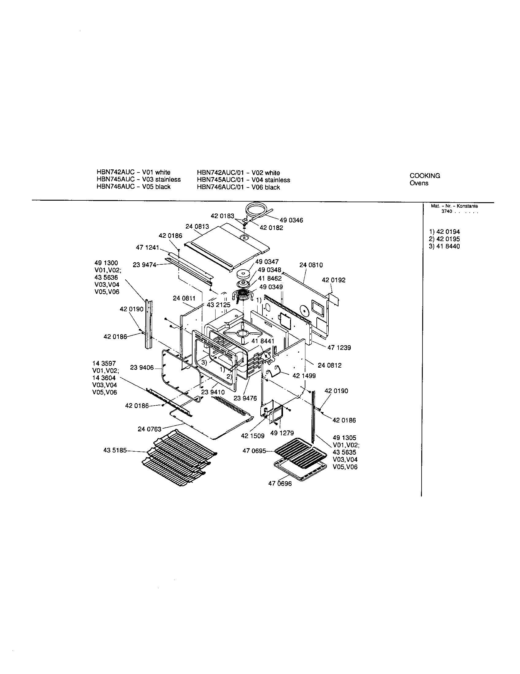 Bosch HBN745AUC body diagram