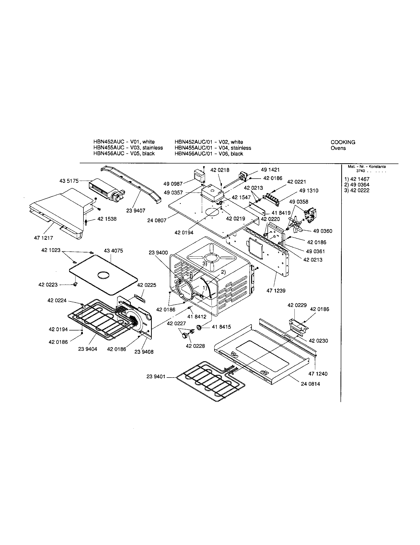 Bosch HBN456AUC upper cavity diagram
