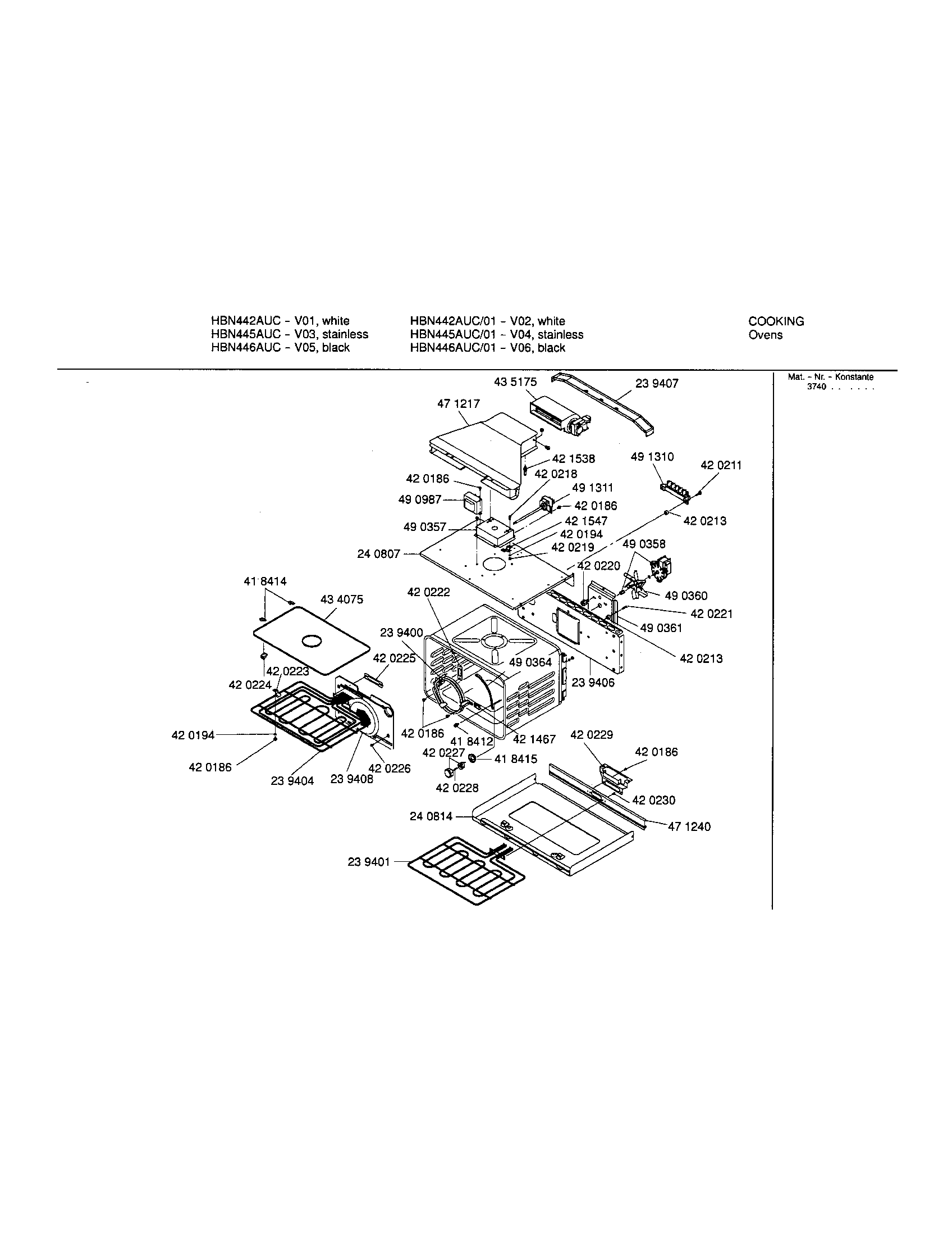 Bosch HBN446AUC cavity diagram