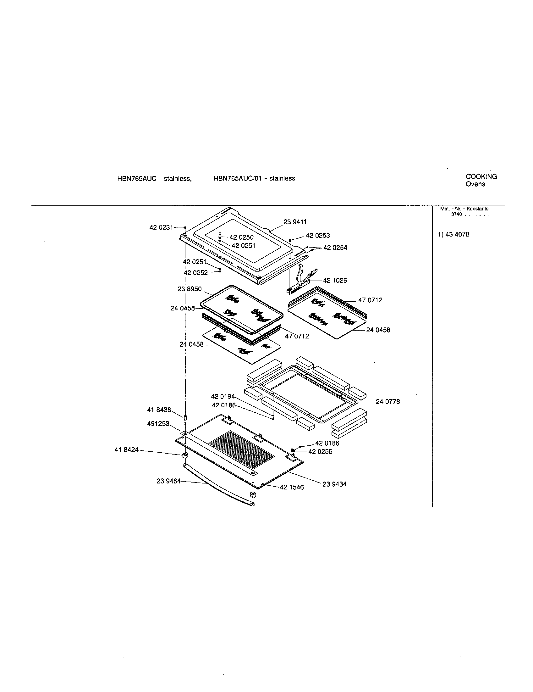 Bosch HBN765AUC upper lower door diagram