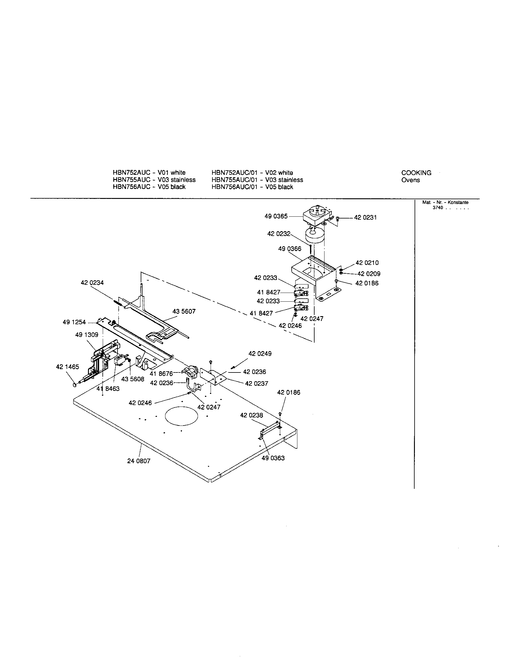 Bosch HBN752AUC lower internal panel diagram