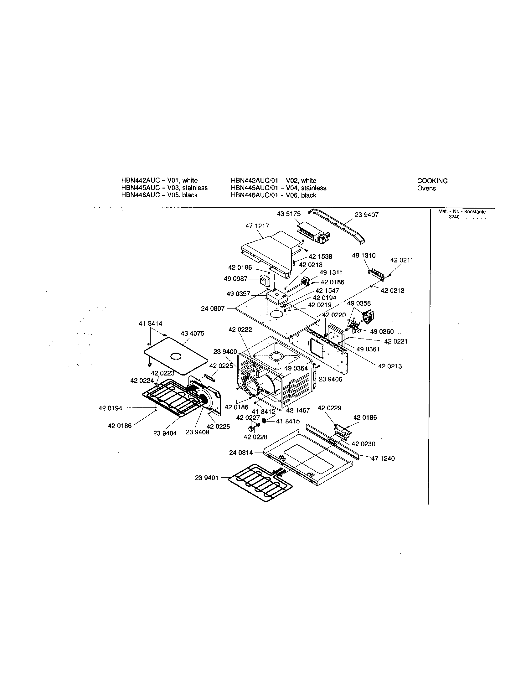 Bosch HBN445AUC cavity diagram