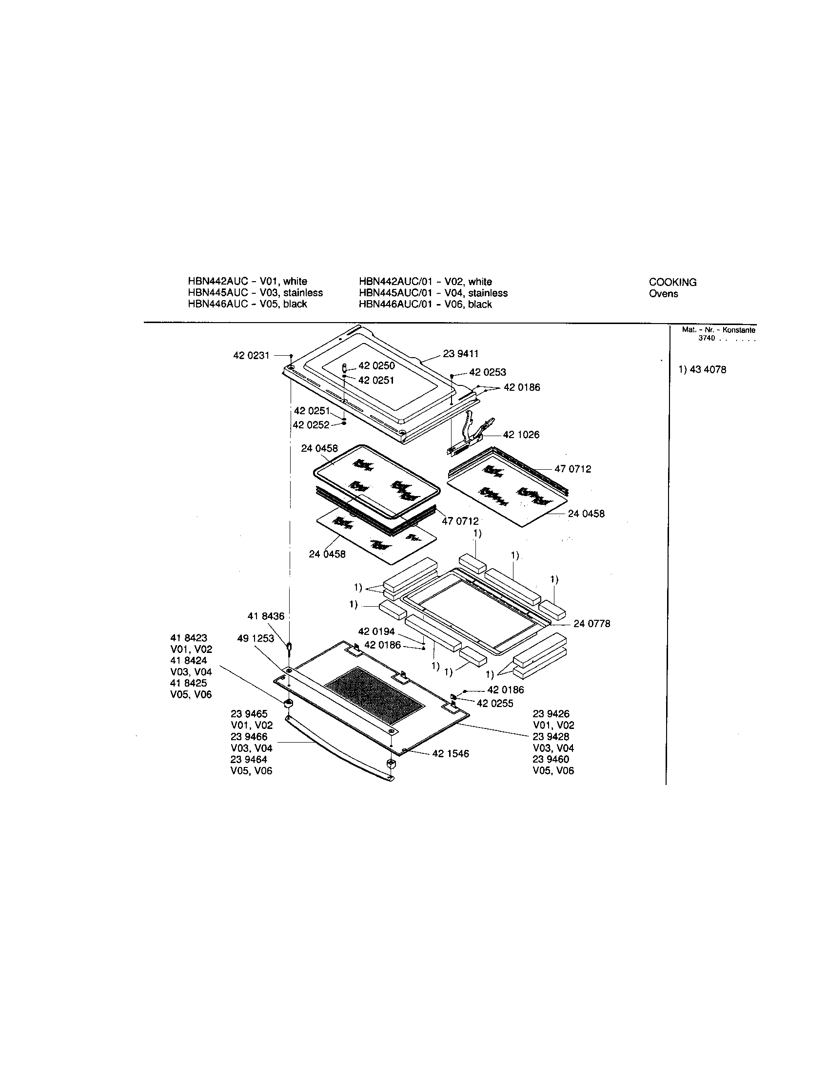 Bosch HBN445AUC door diagram