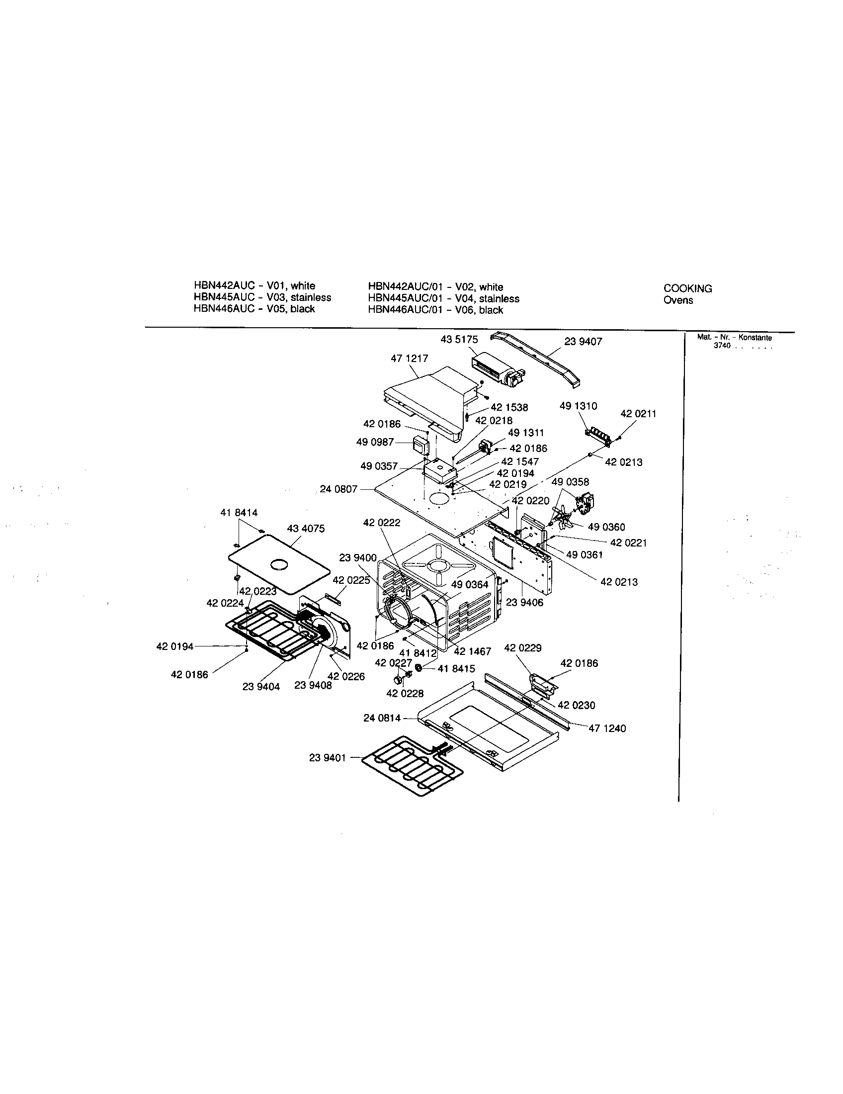 Bosch HBN442AUC cavity diagram