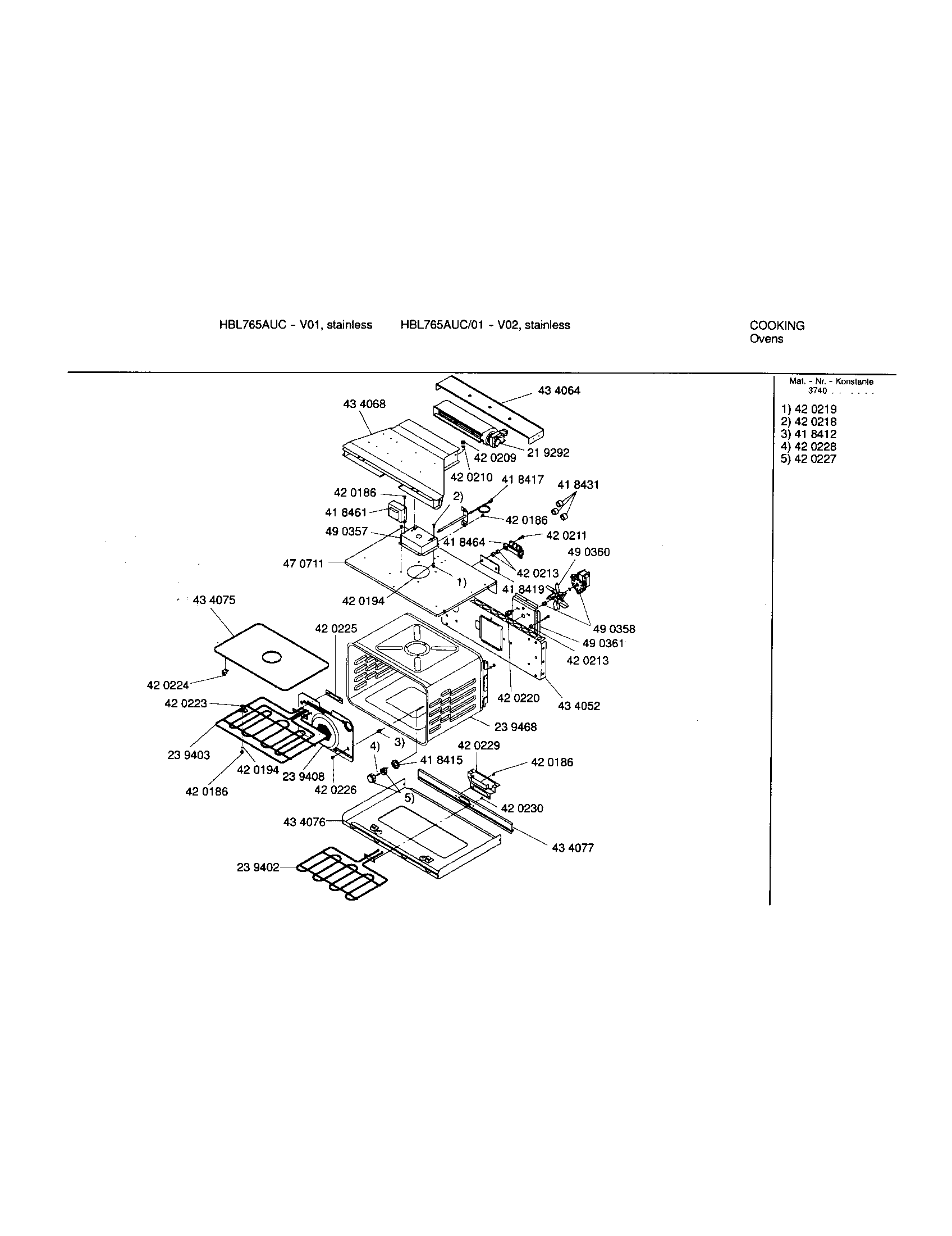 Bosch HBL765AUC lower cavity diagram
