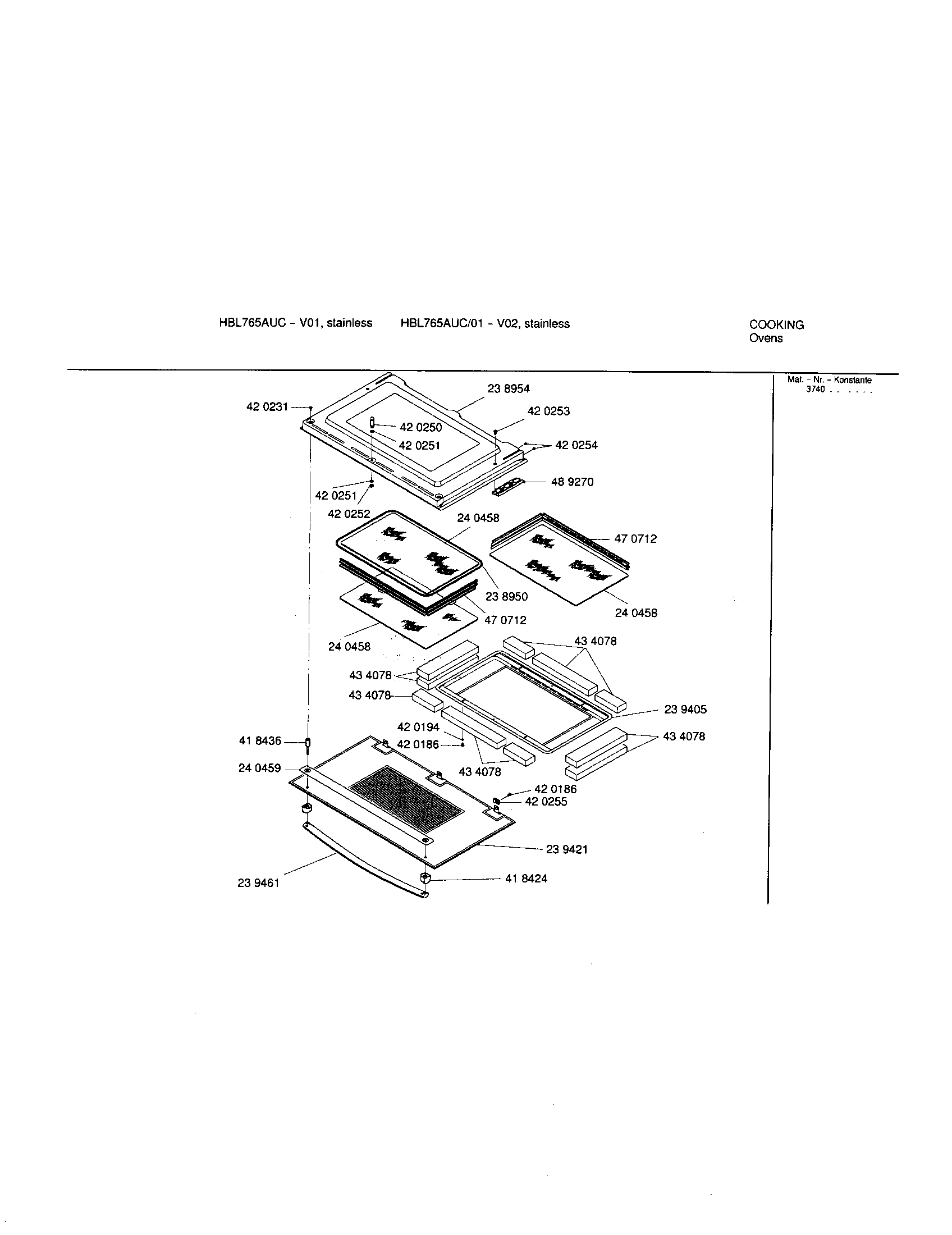 Bosch HBL765AUC upper lower door diagram