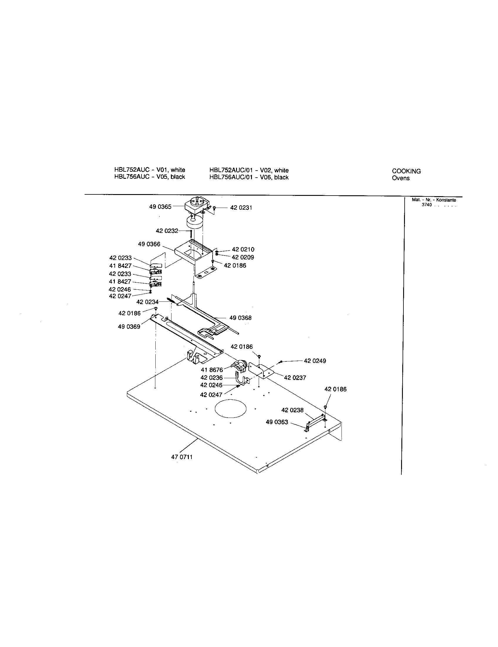 Bosch HBL756AUC/00 lower internal panel diagram