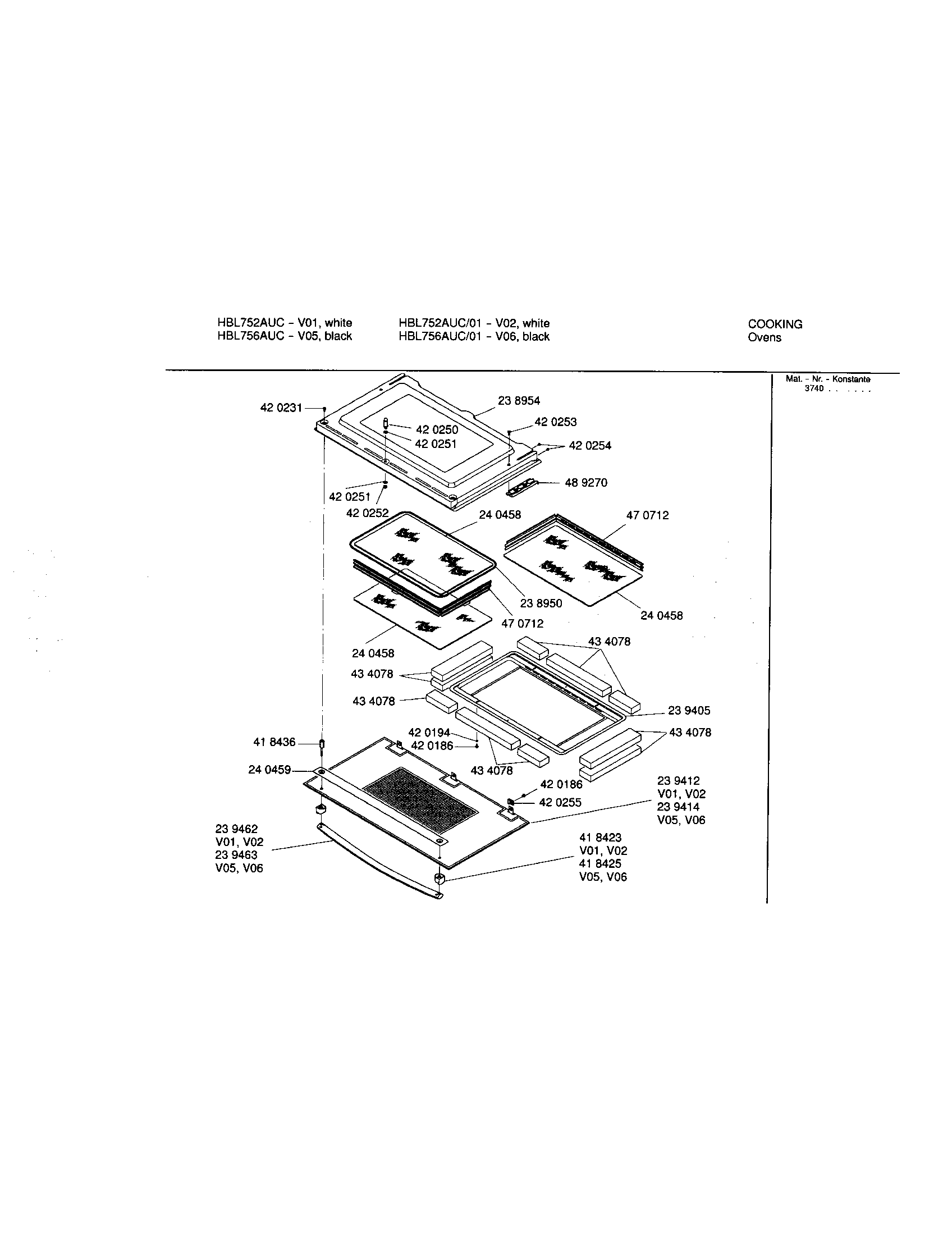 Bosch HBL756AUC/00 upper lower door diagram