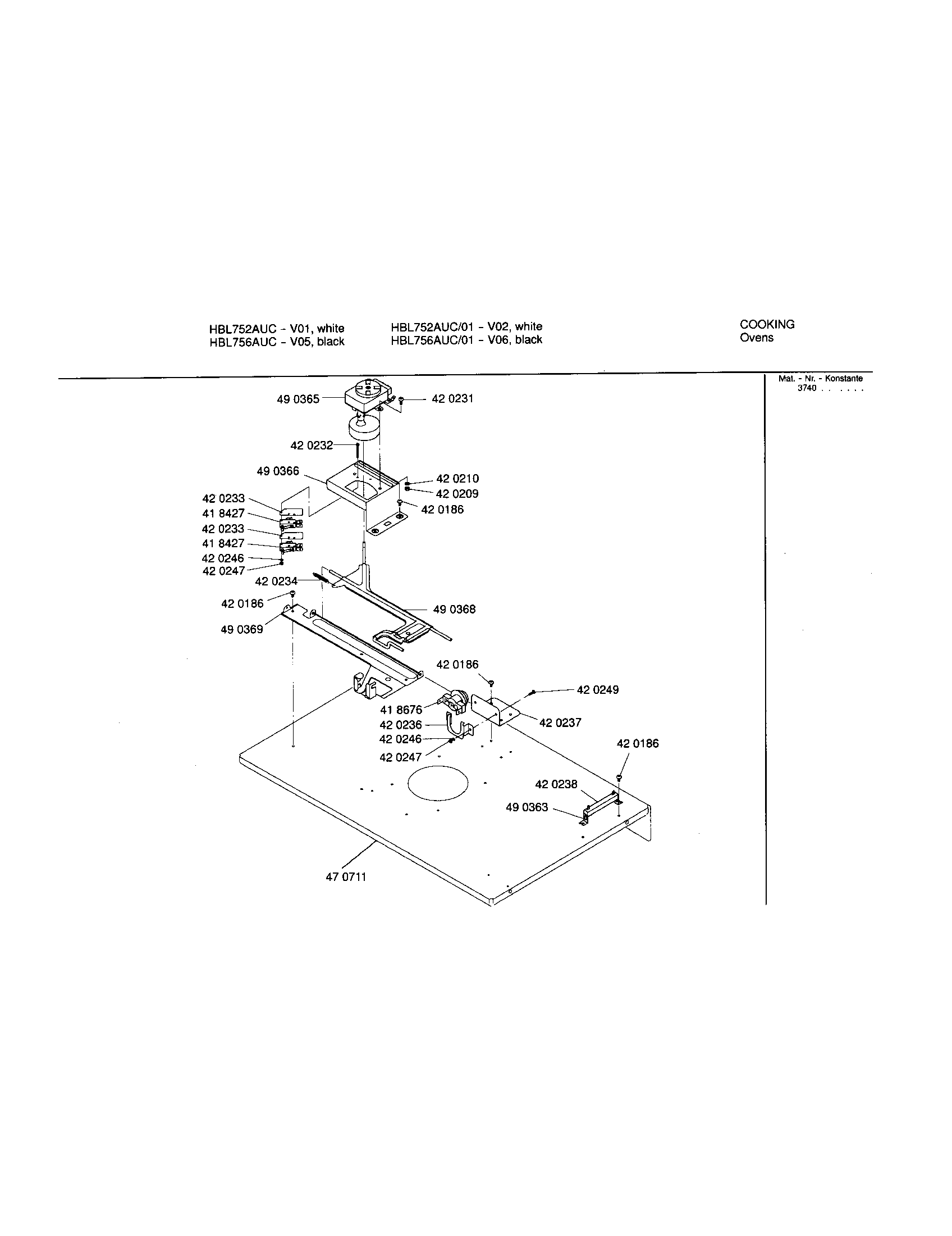 Bosch HBL752AUC/00 lower internal panel diagram