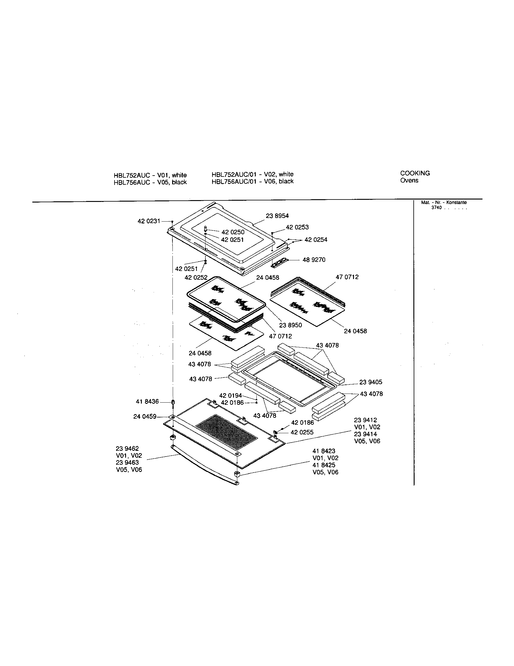 Bosch HBL752AUC/00 upper lower door diagram