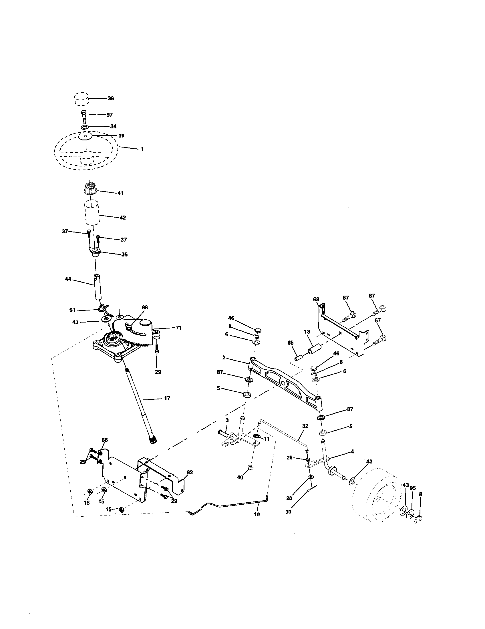 Ryobi 96016000401 steering assembly diagram