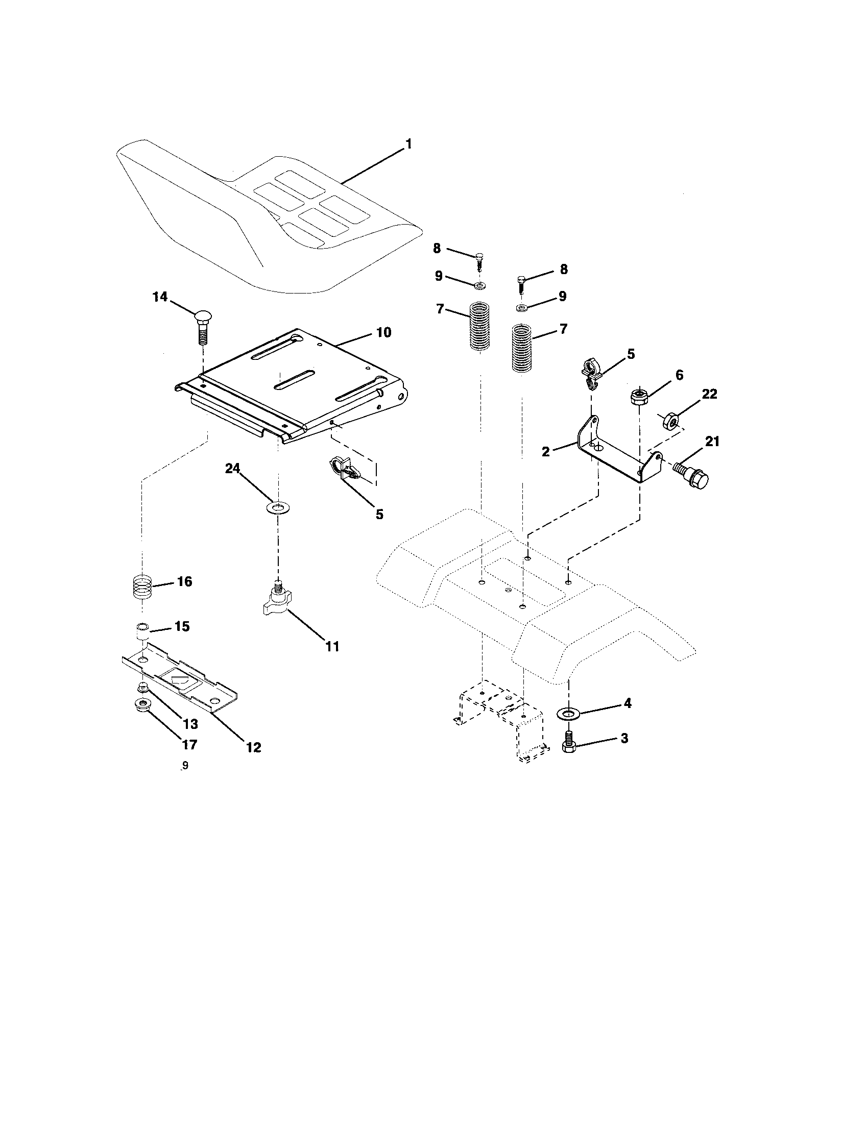 Ryobi 96016000401 seat assembly diagram