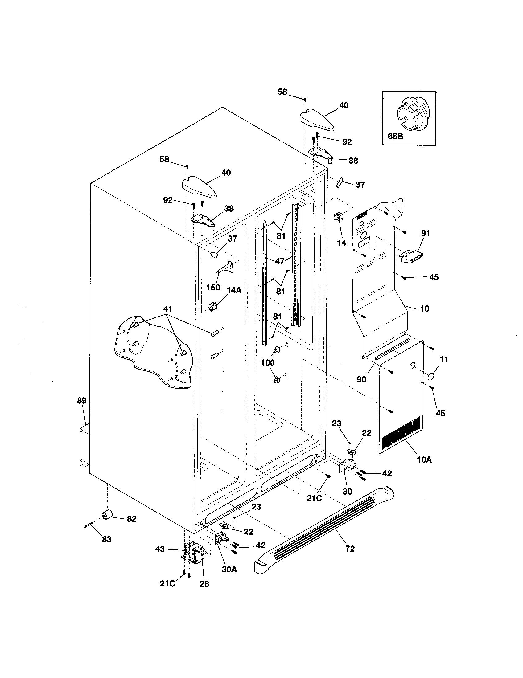 Frigidaire GLRS233ZDW4 cabinet diagram