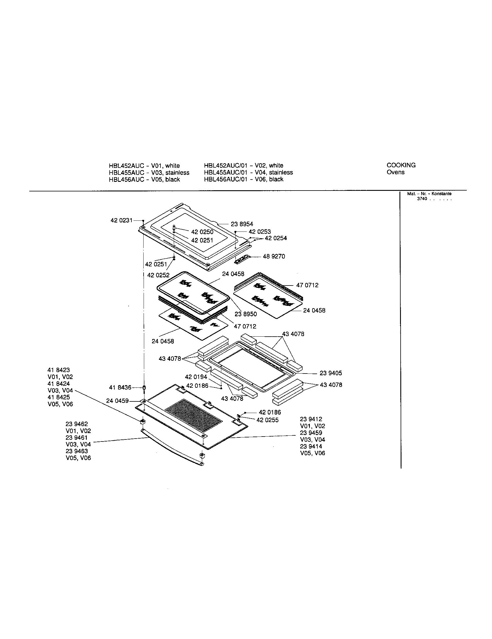 Bosch HBL455AUC upper door diagram