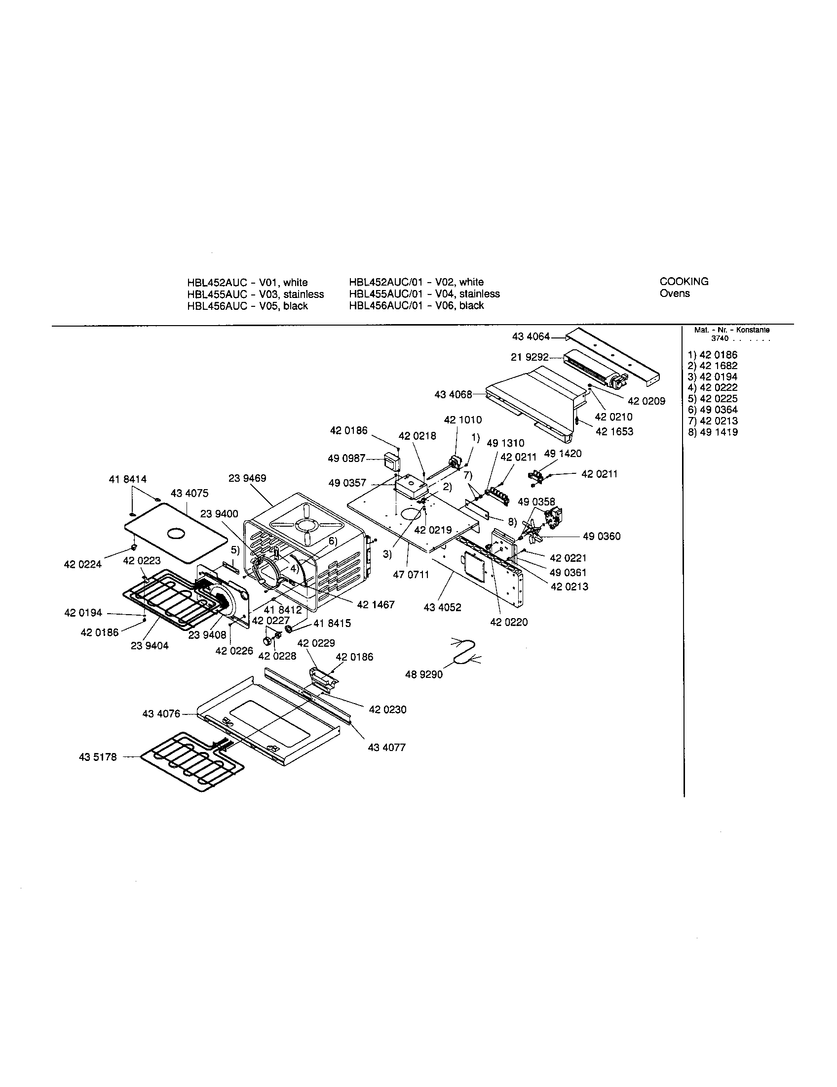 Bosch HBL455AUC lower cavity diagram