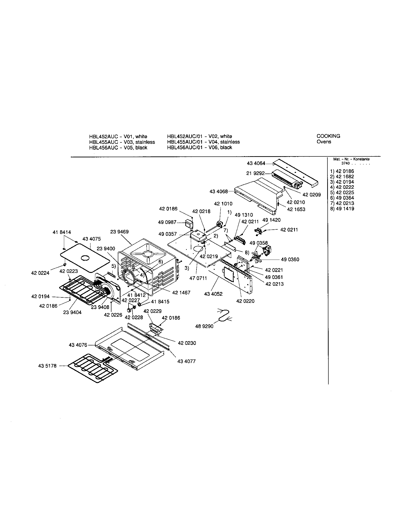 Bosch HBL452AUC upper cavity diagram