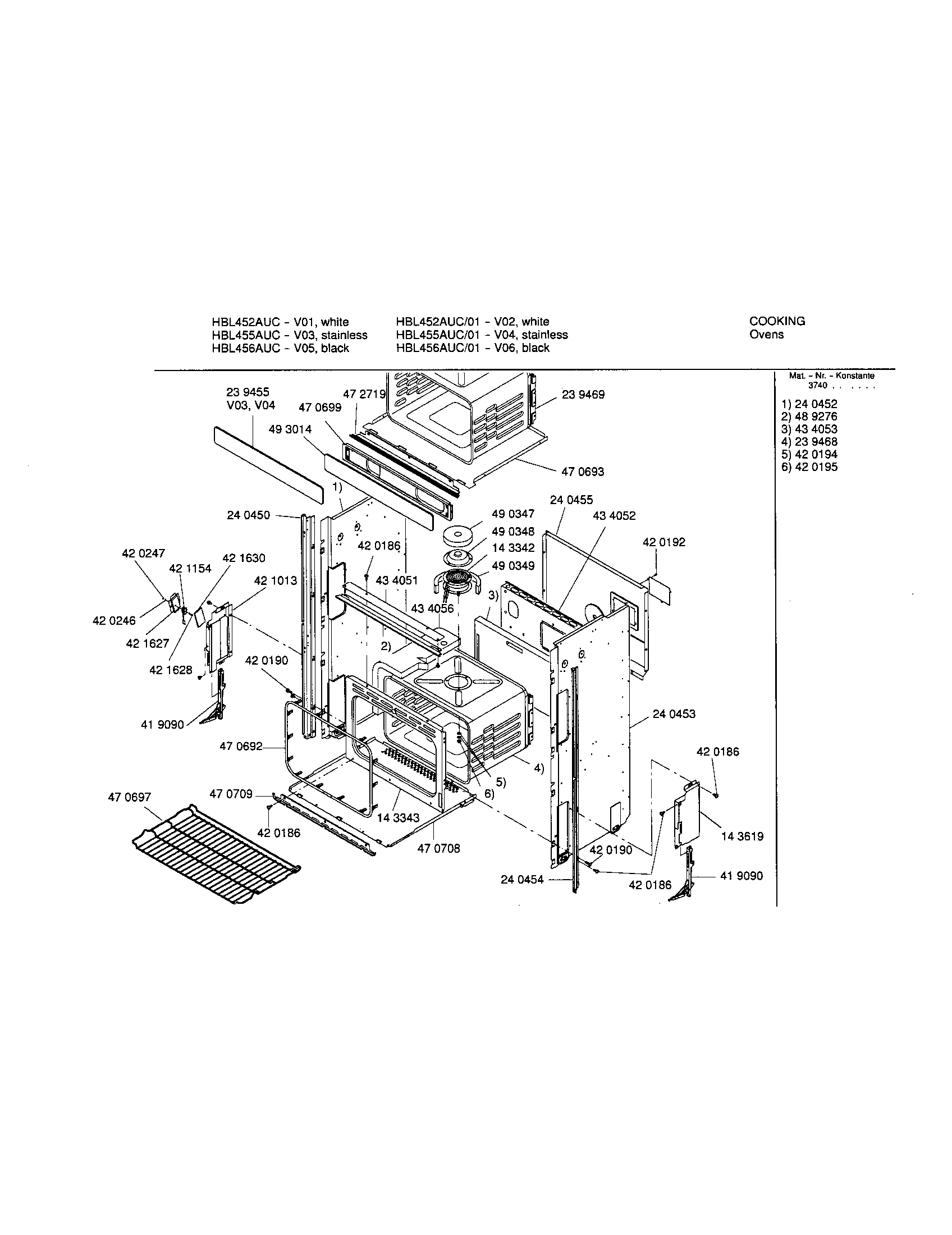 Bosch HBL452AUC lower body diagram