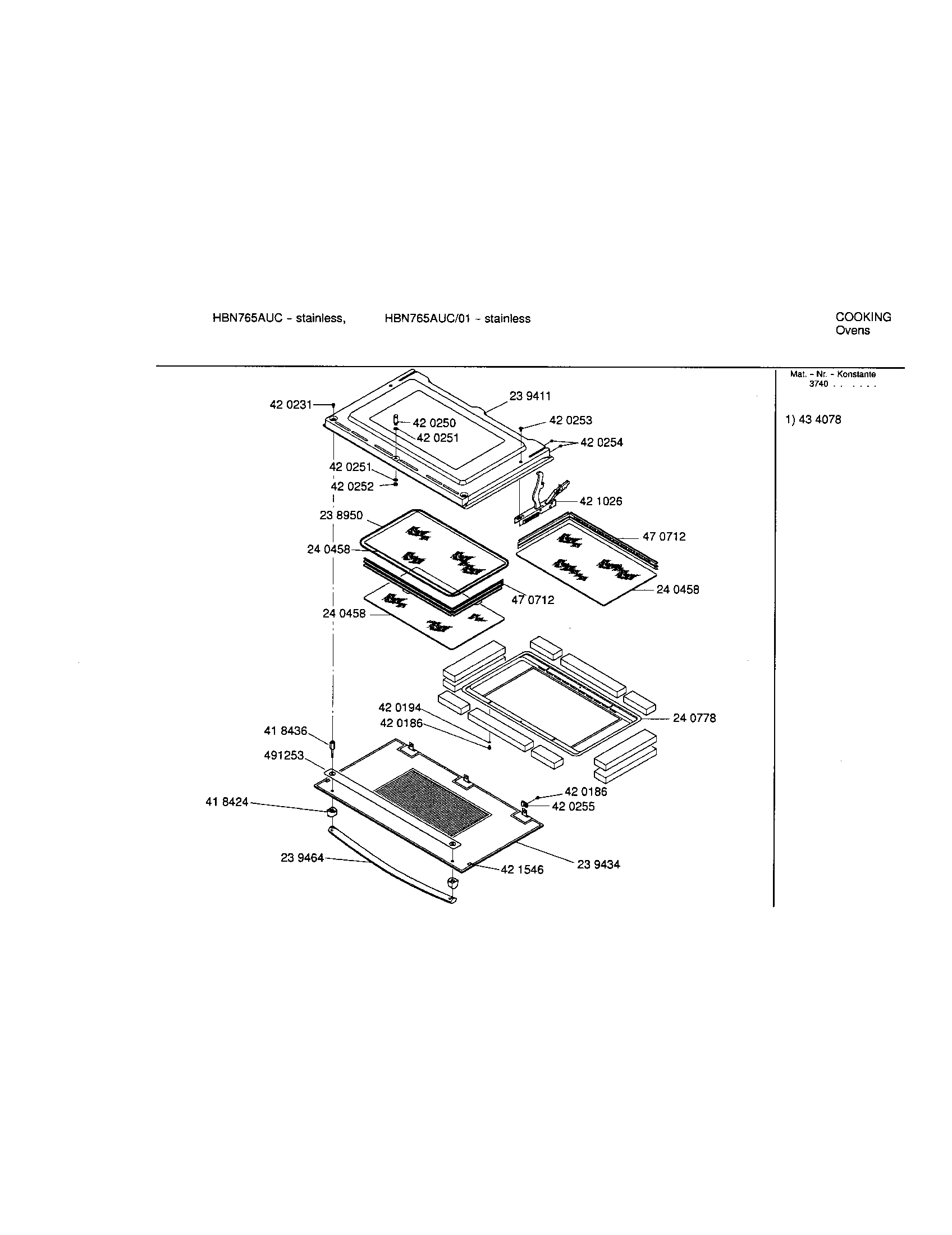 Bosch HBN765AUC/01 lower door diagram