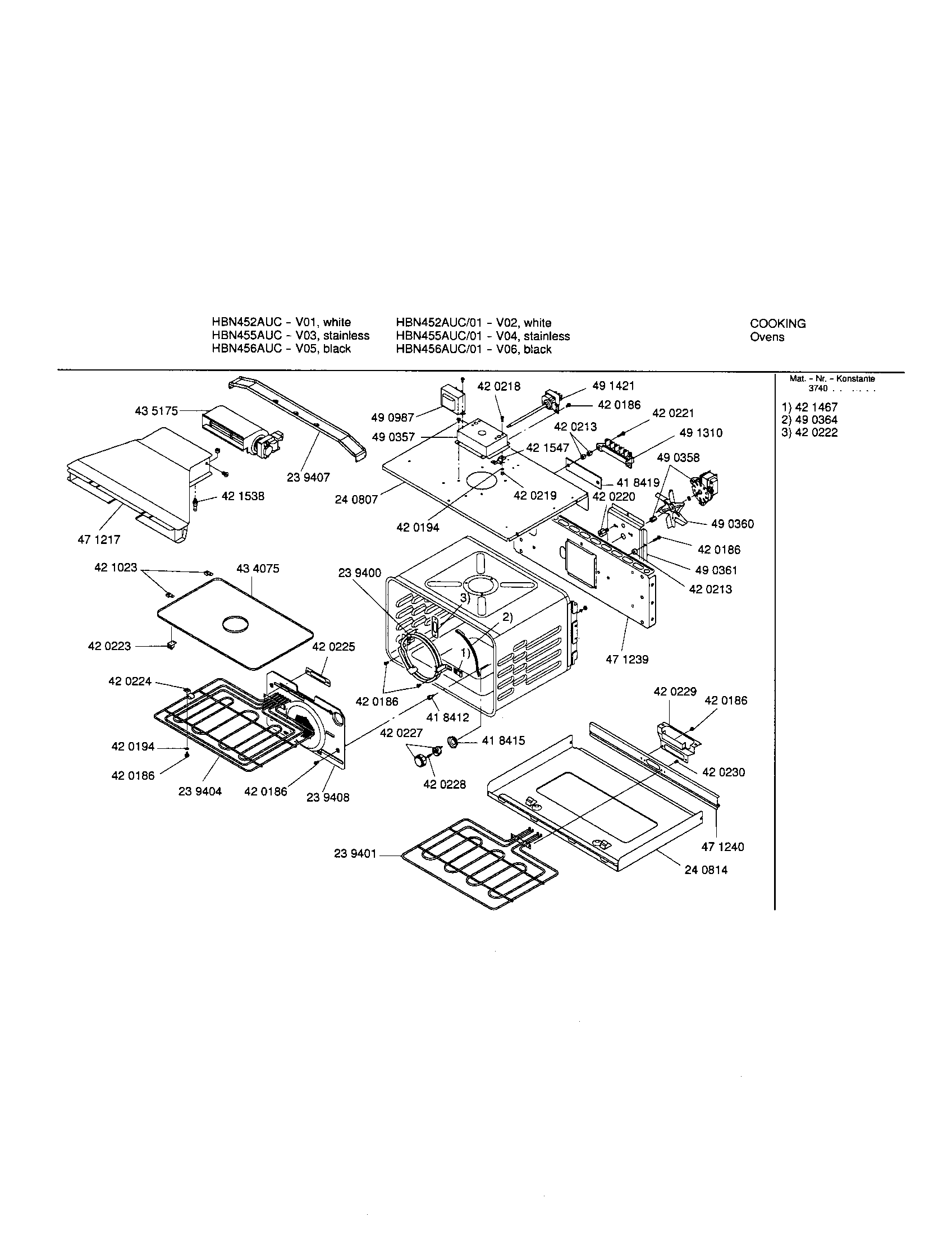Bosch HBN455AUC upper cavity diagram