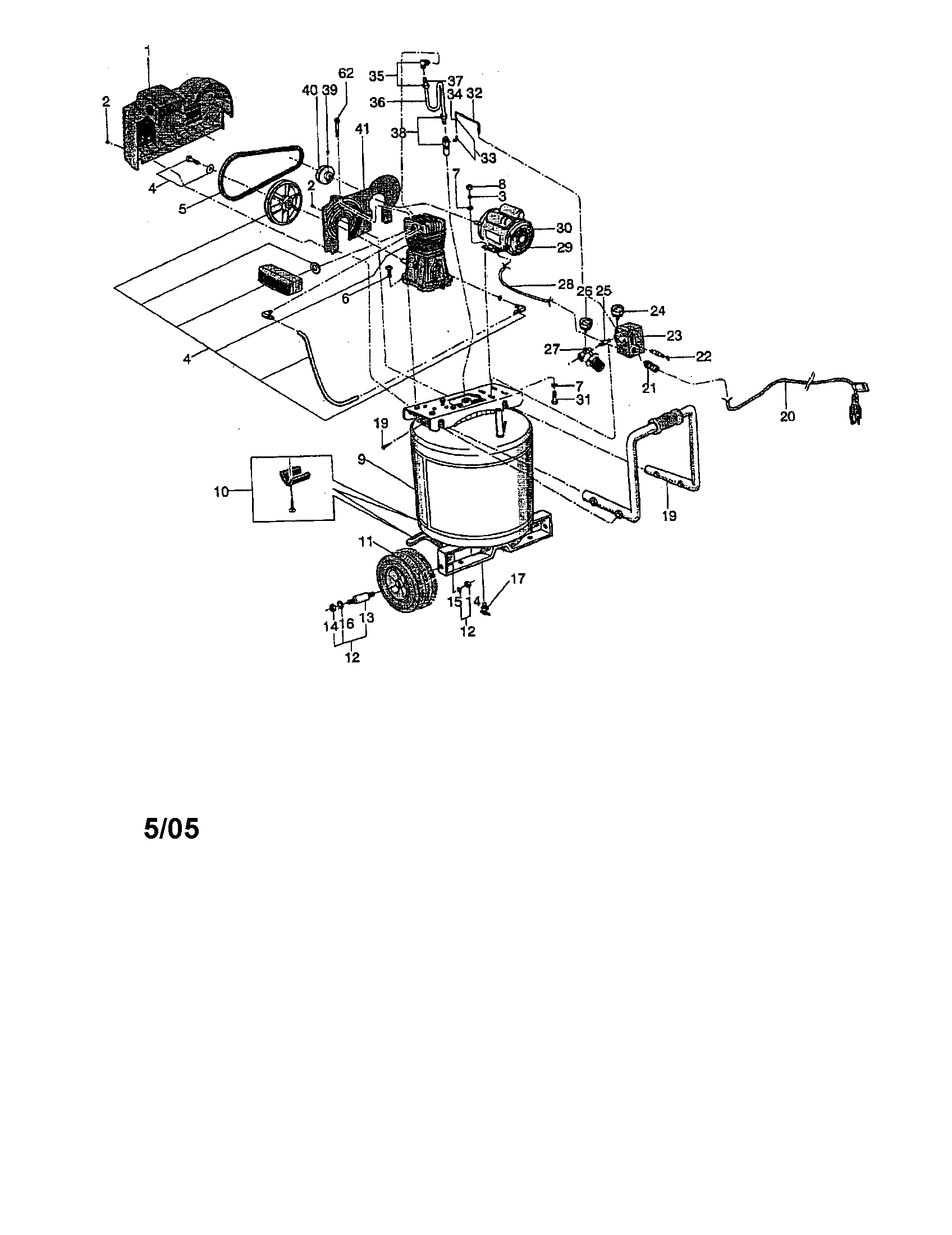 Florida Pneumatic 19551 pump/tank/check valve diagram