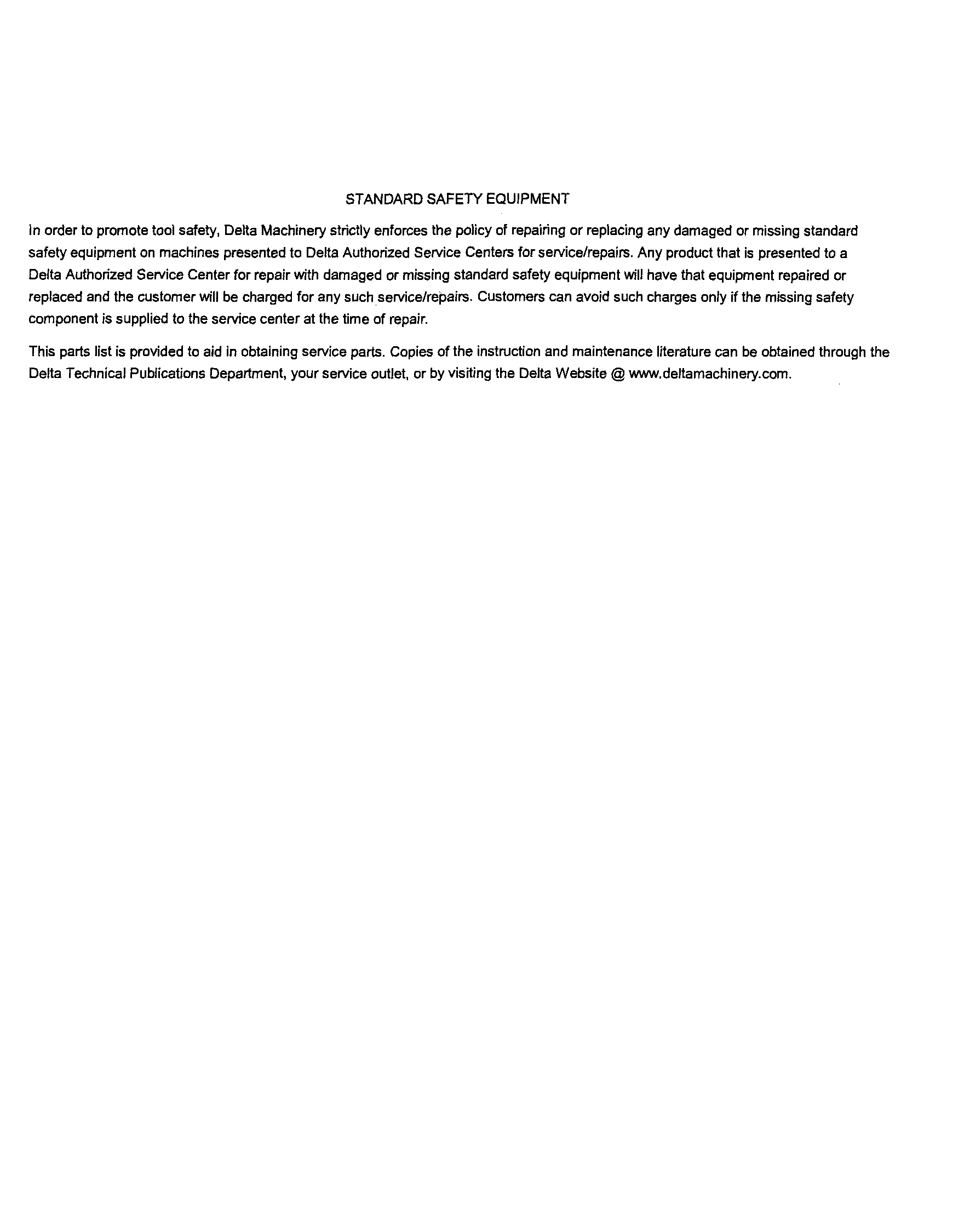 Delta 32-325 standard safety equipment diagram