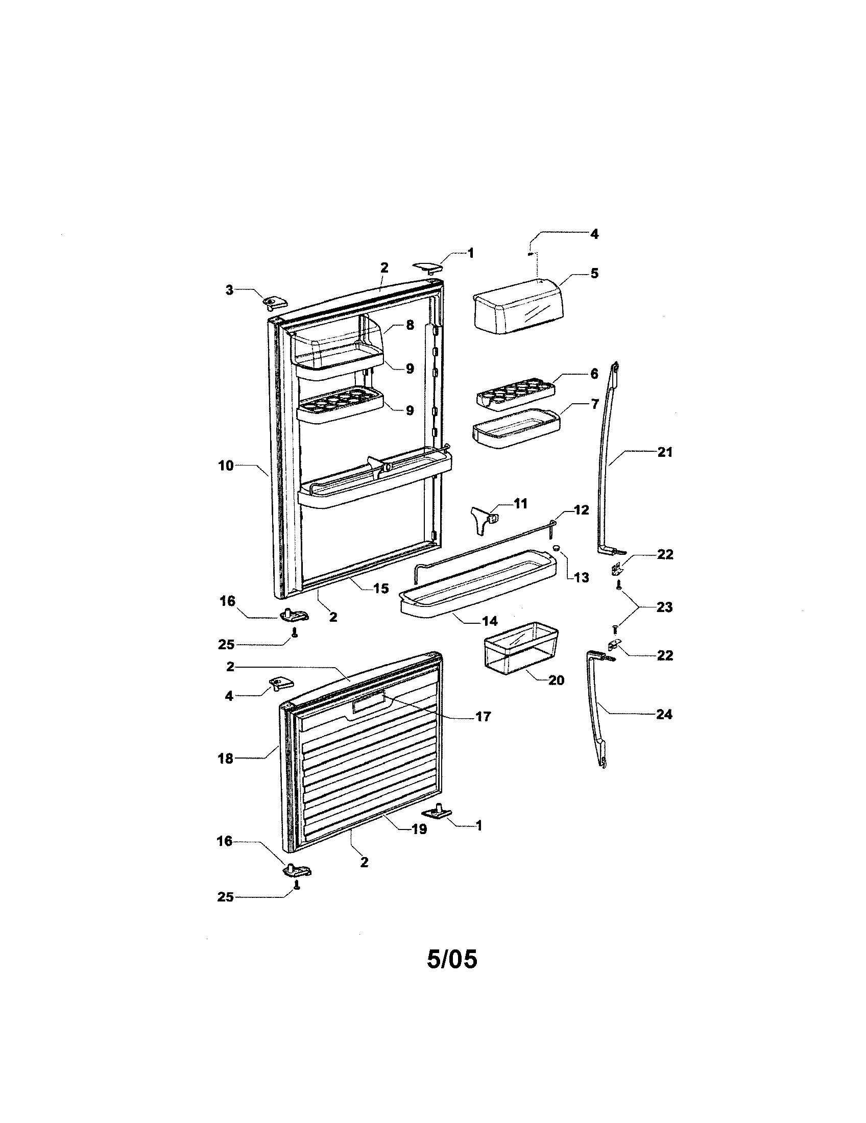Fisher & Paykel E522 doors diagram