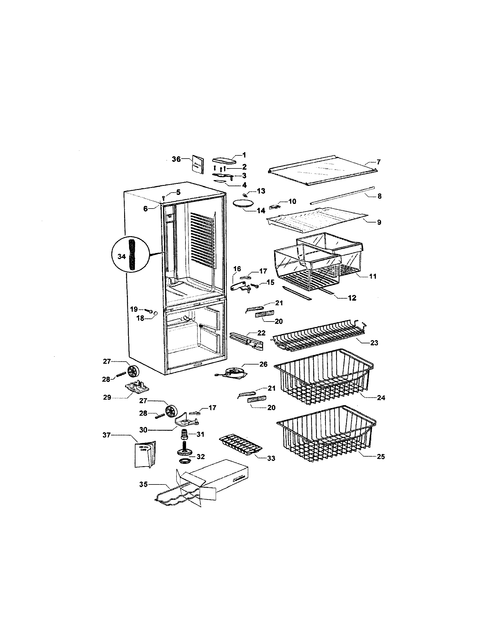 Fisher & Paykel E522 cabinet diagram