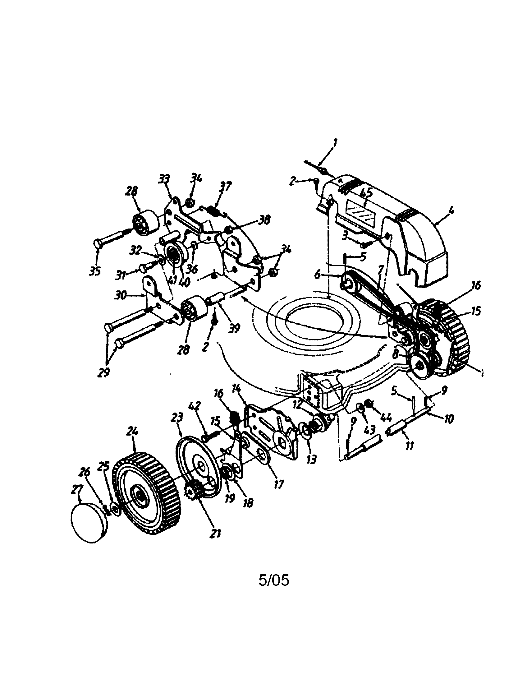MTD 126E458S302 belt cover/wheel/idler diagram