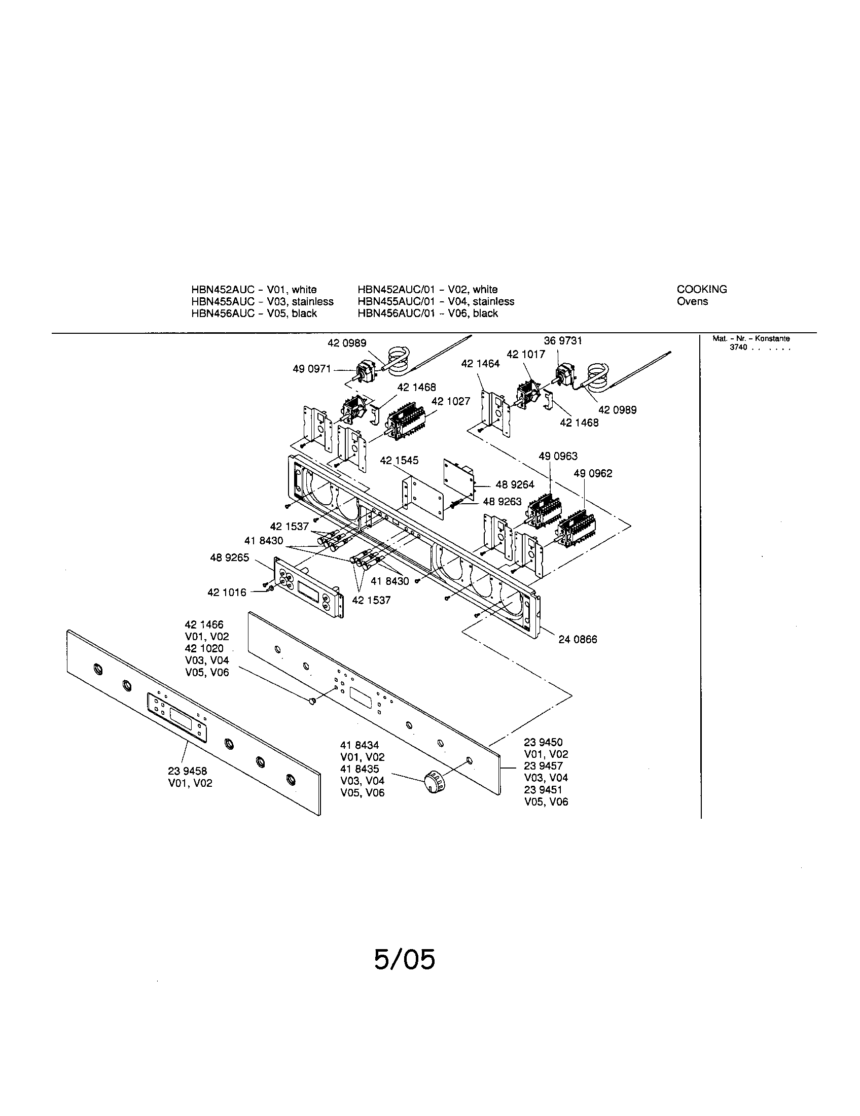 Bosch HBN452AUC/01 fascia panel diagram