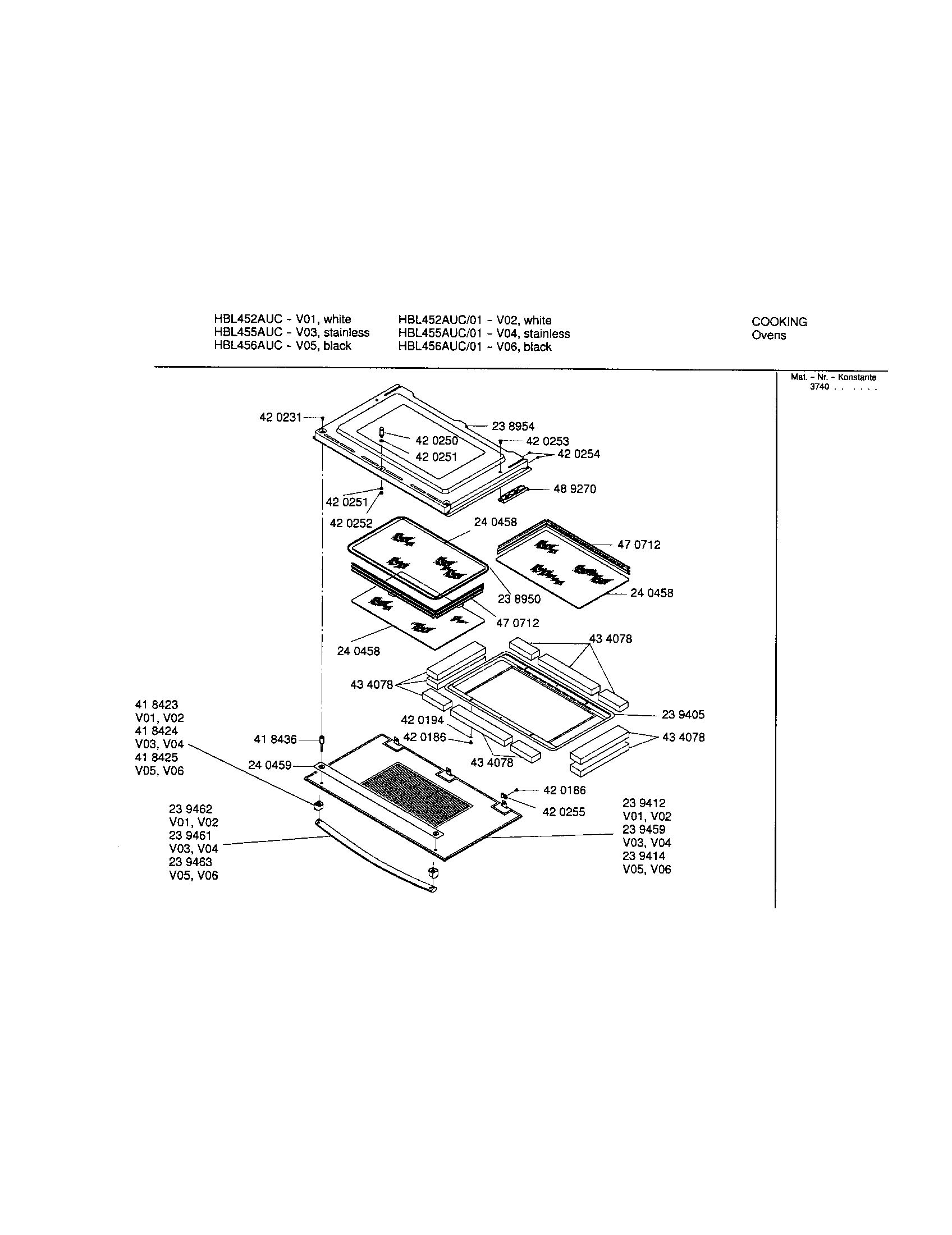Bosch HBL452AUC/01 lower door diagram