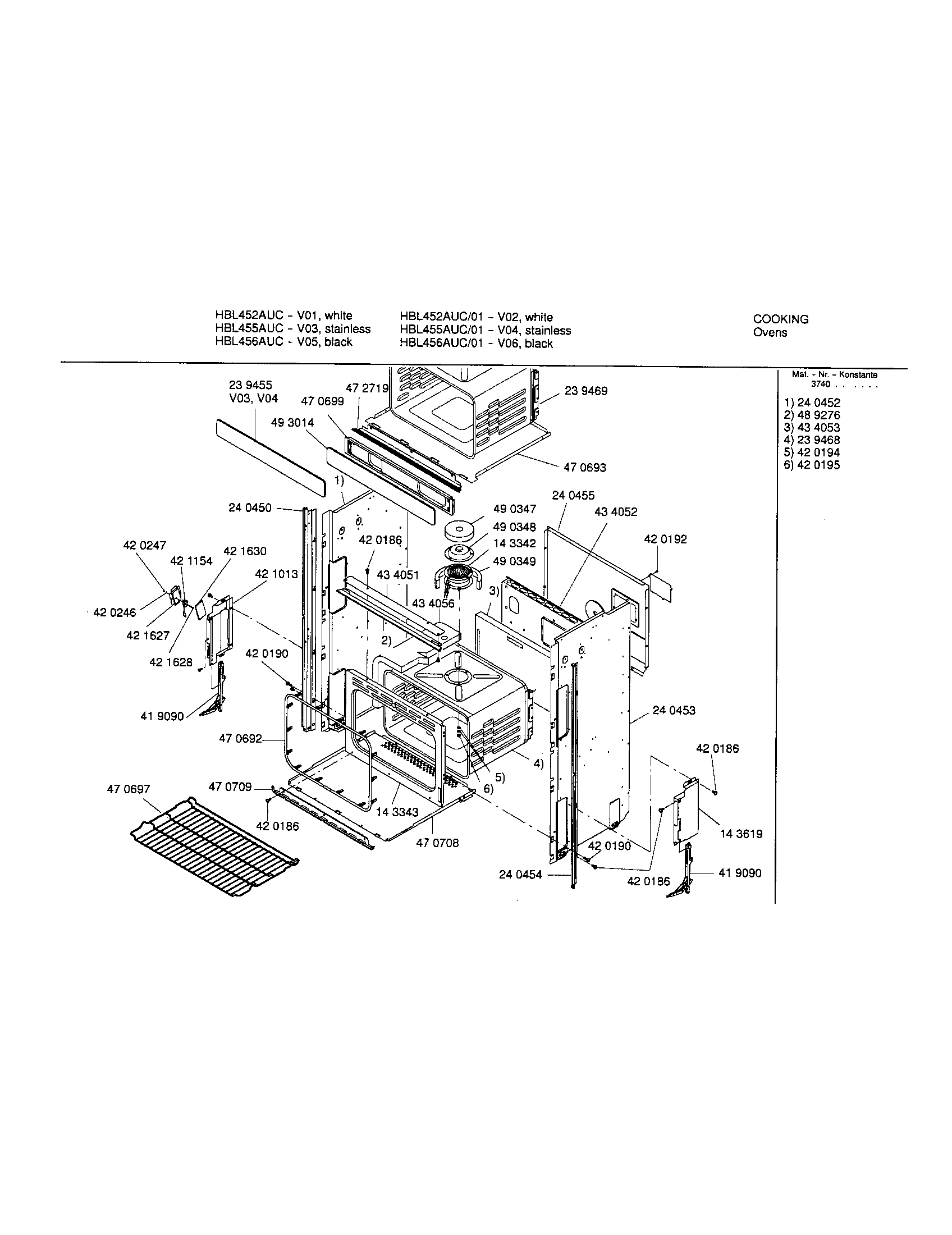 Bosch HBL456AUC/01 lower body diagram