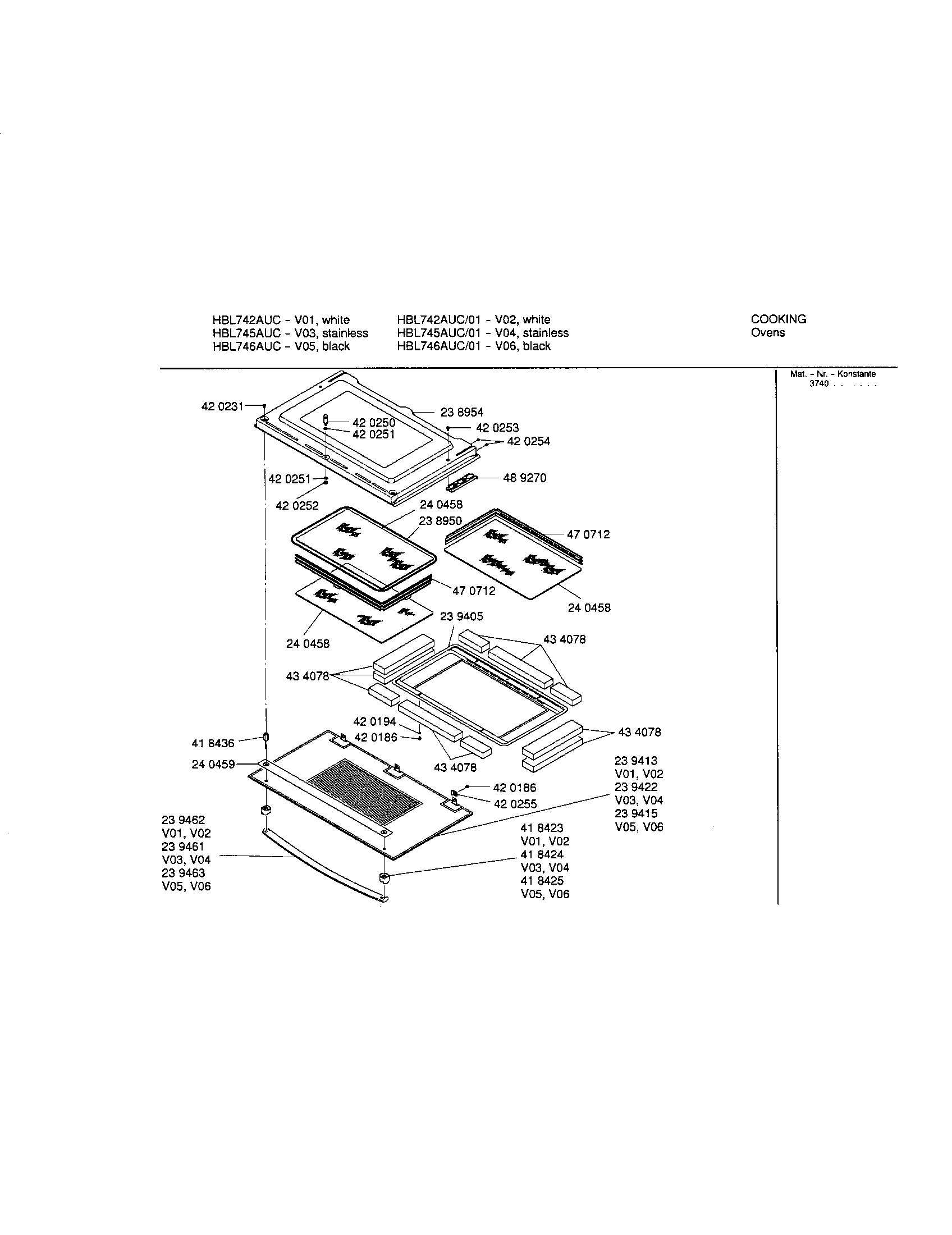 Bosch HBL742AUC/01 door diagram