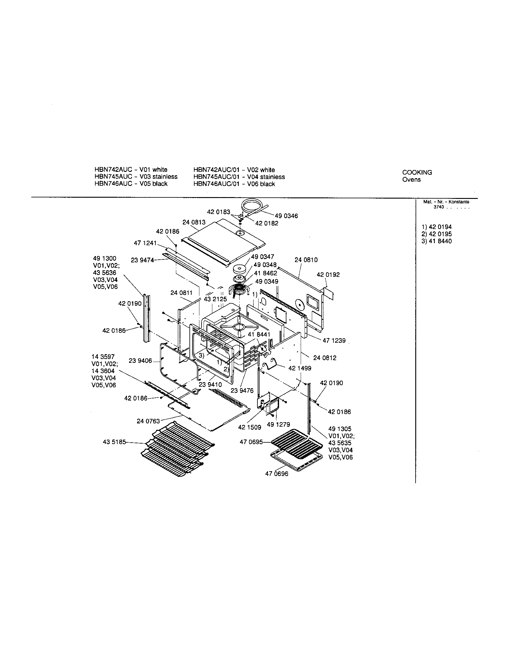 Bosch HBN742AUC/01 body diagram