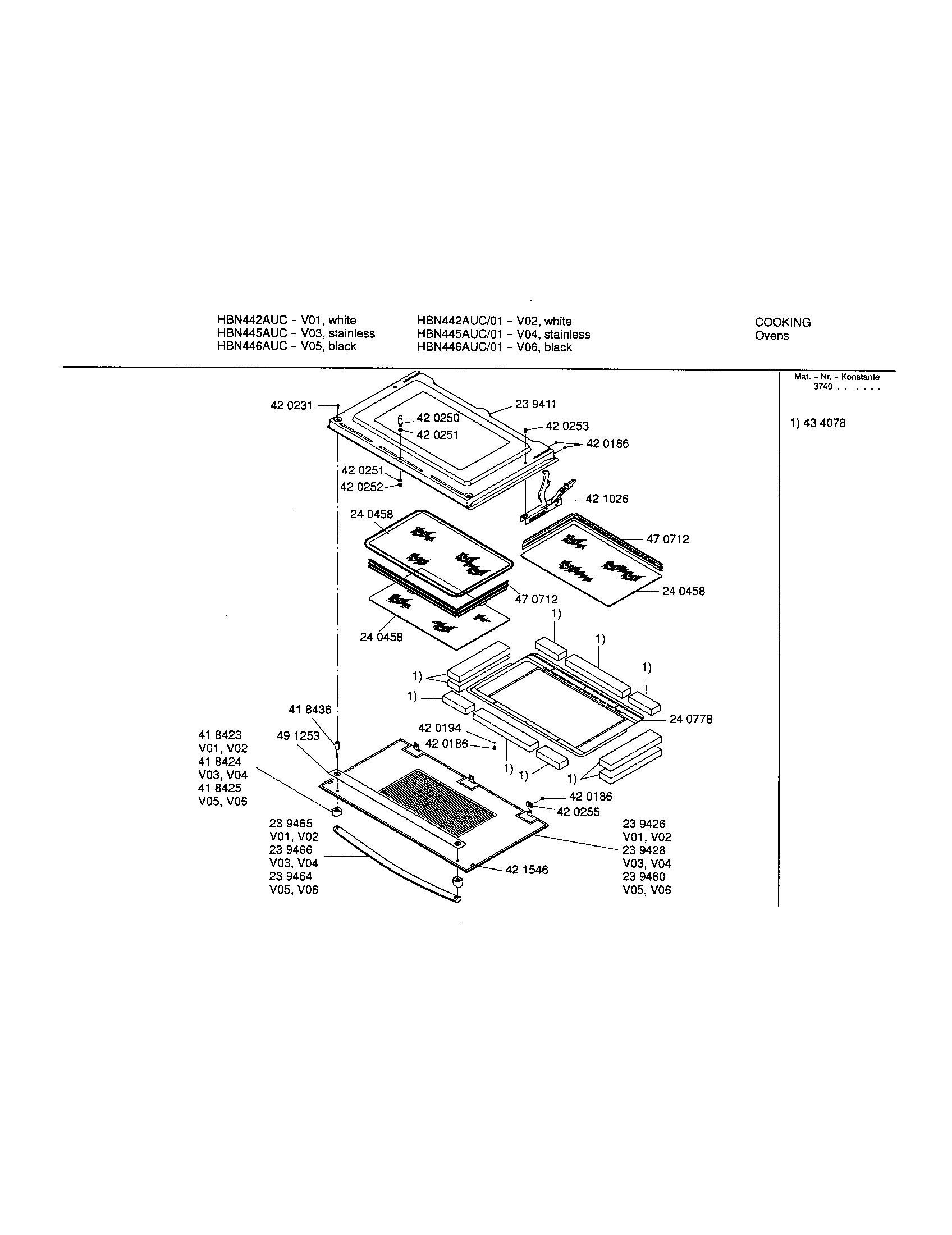 Bosch HBN445AUC/01 door diagram