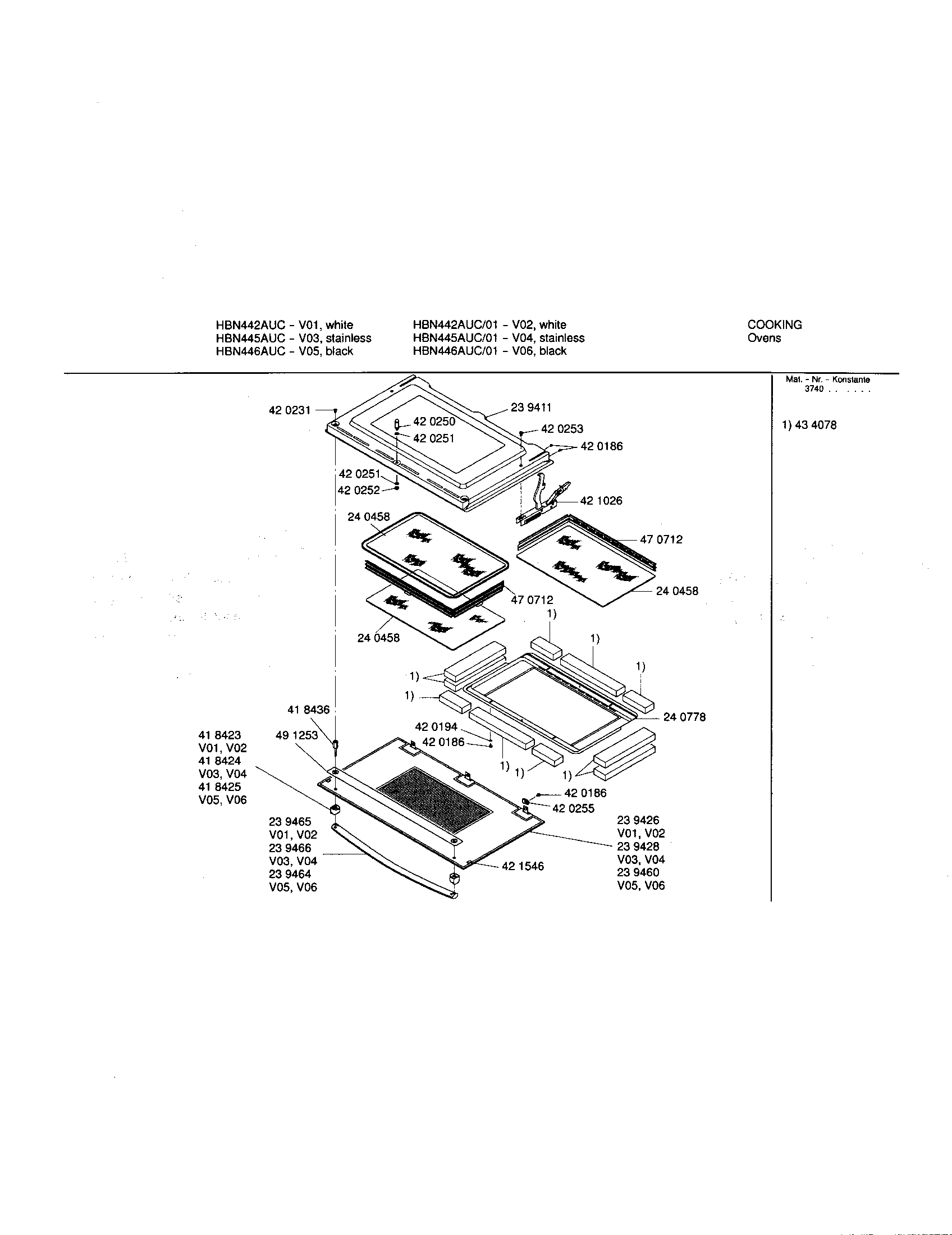 Bosch HBN442AUC/01 door diagram