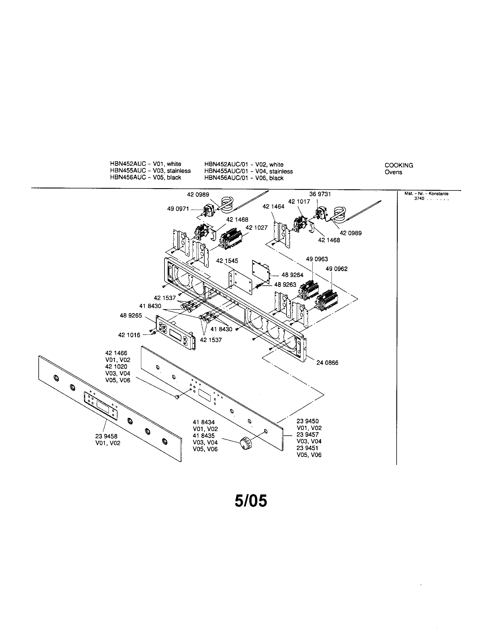 Bosch HBN456AUC/01 fascia panel diagram