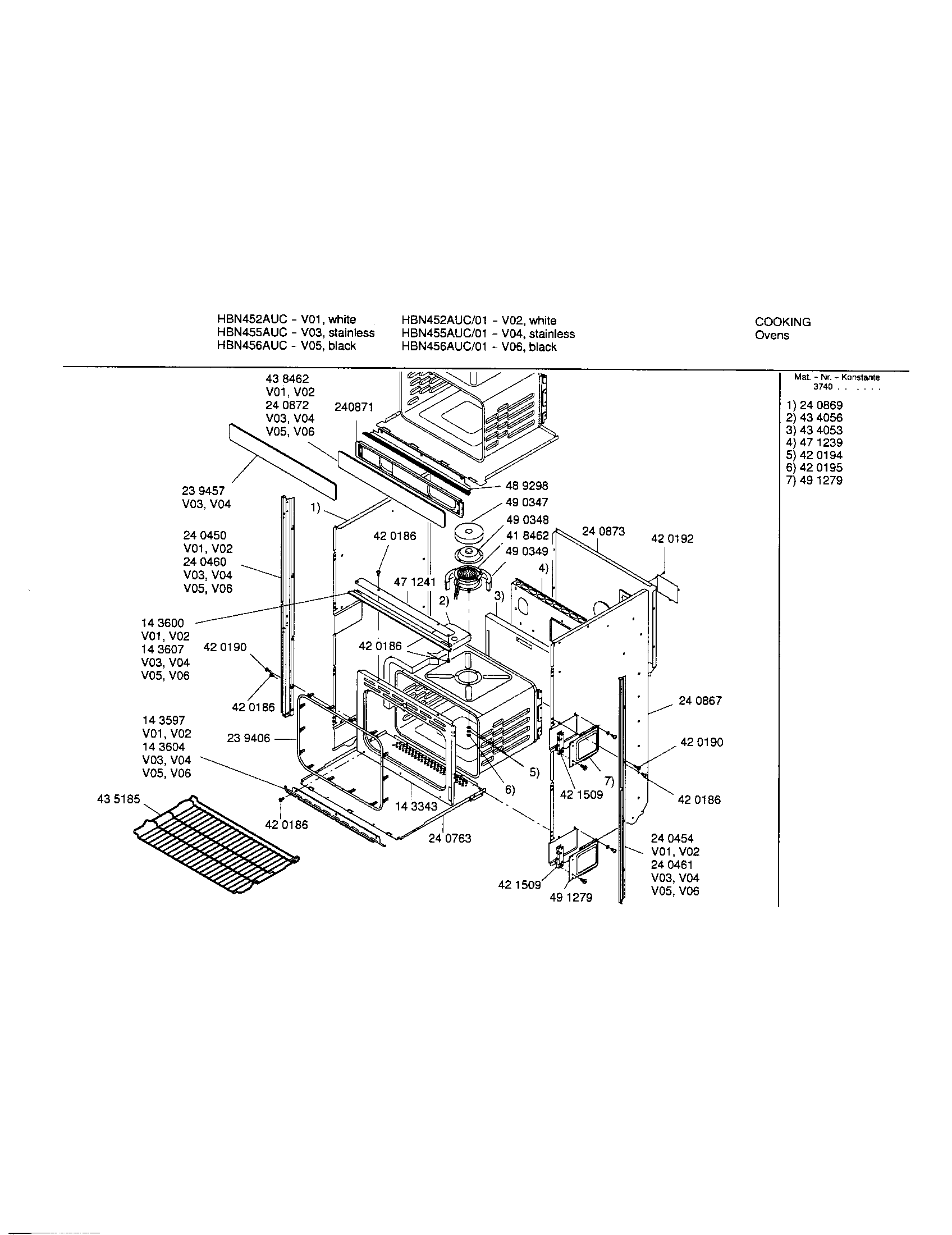 Bosch HBN456AUC/01 lower body diagram