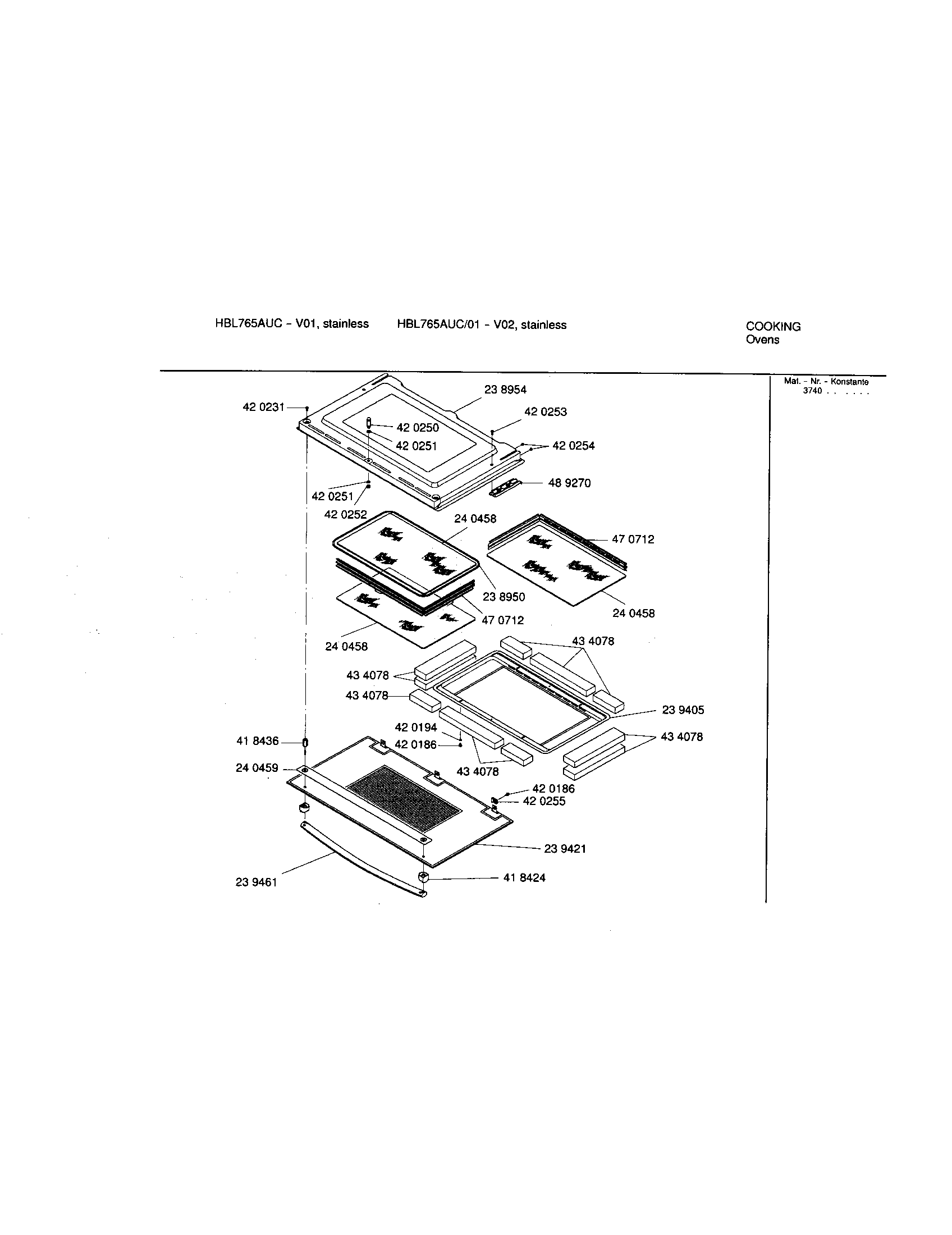 Bosch HBL765AUC/01 upper lower door diagram