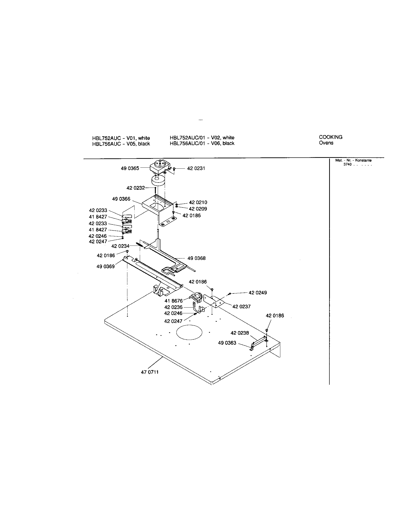 Bosch HBL756AUC/01 lower internal panel diagram