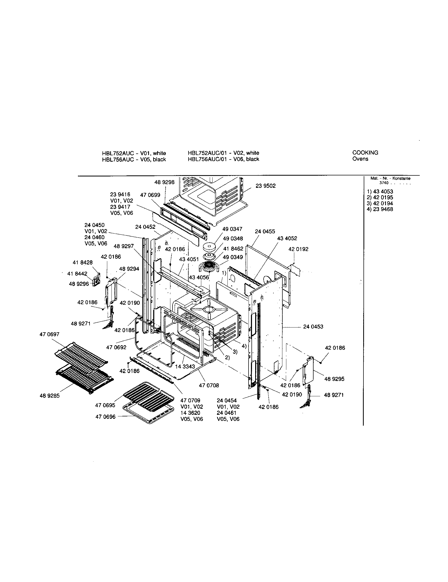 Bosch HBL756AUC/01 lower body diagram