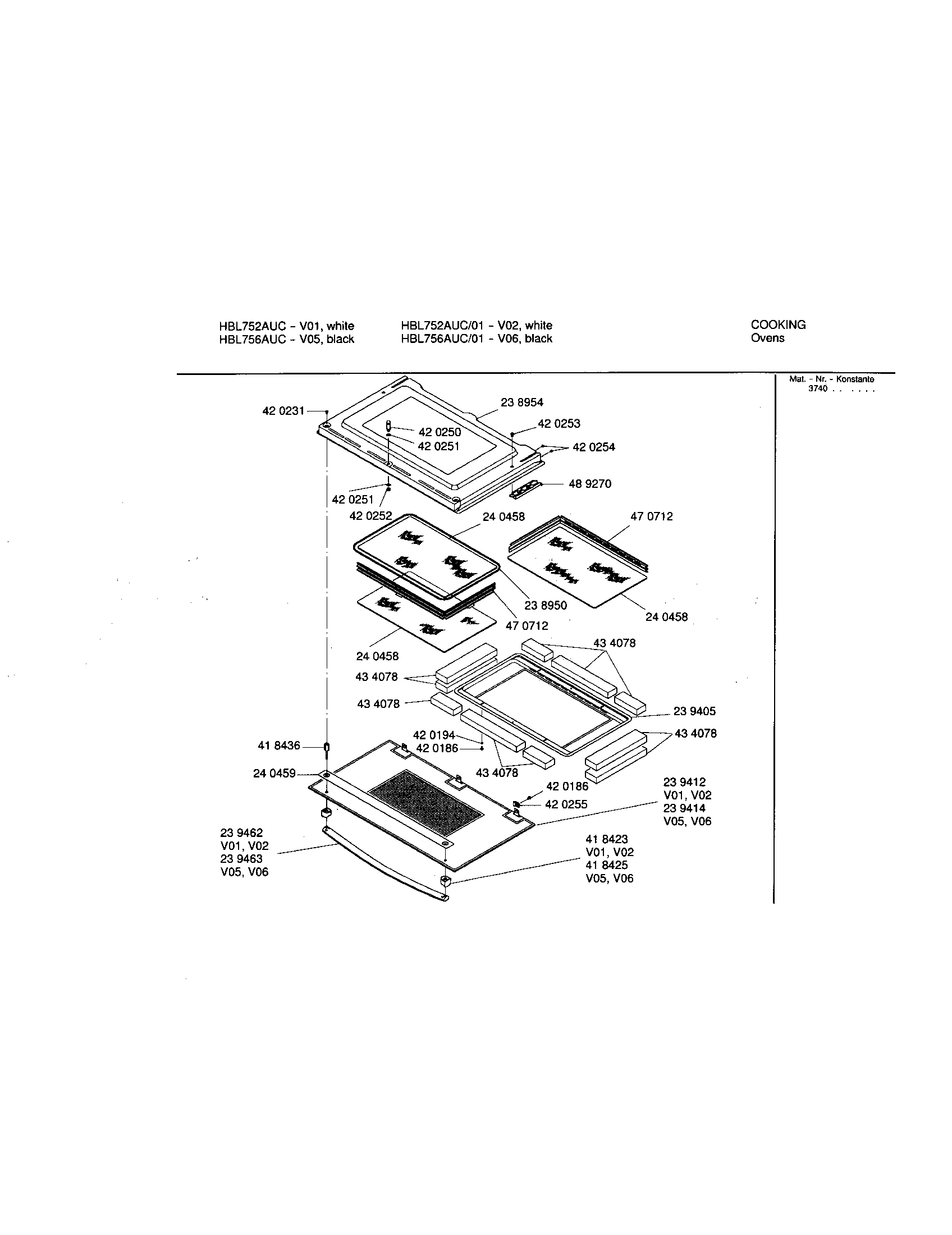 Bosch HBL756AUC/01 upper lower door diagram