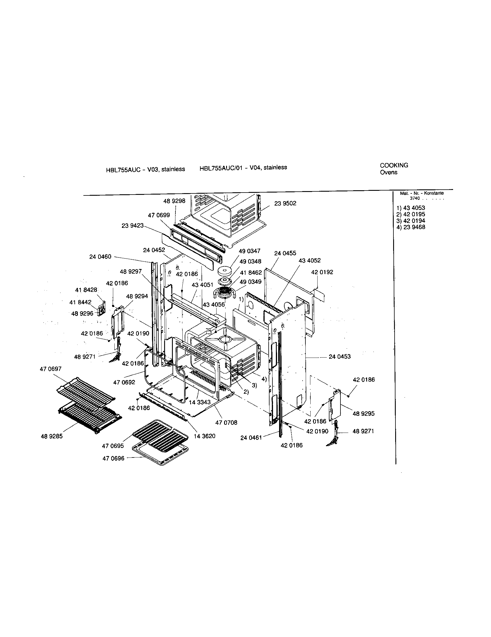 Bosch HBL755AUC/01 lower body diagram