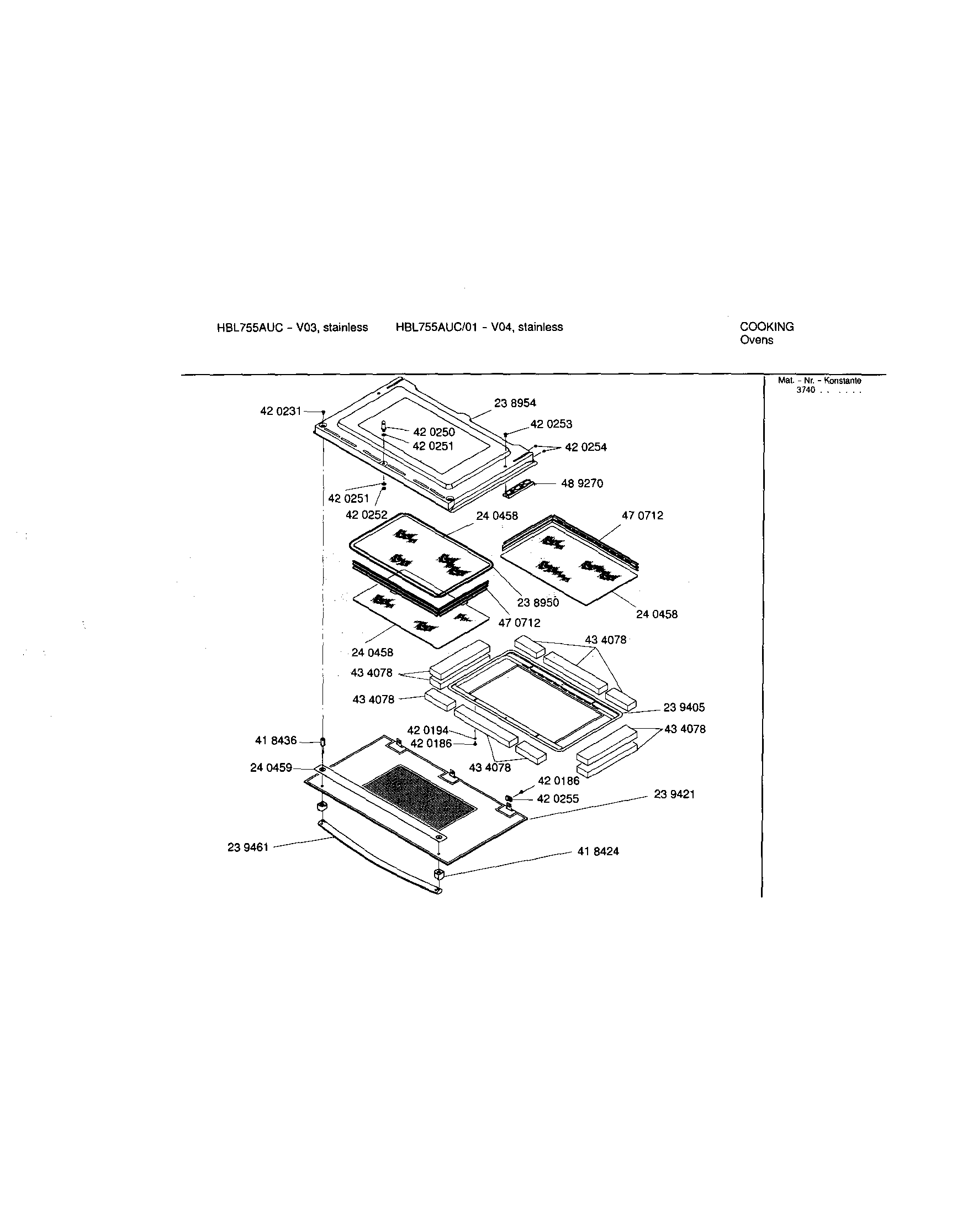 Bosch HBL755AUC/01 upper lower door diagram