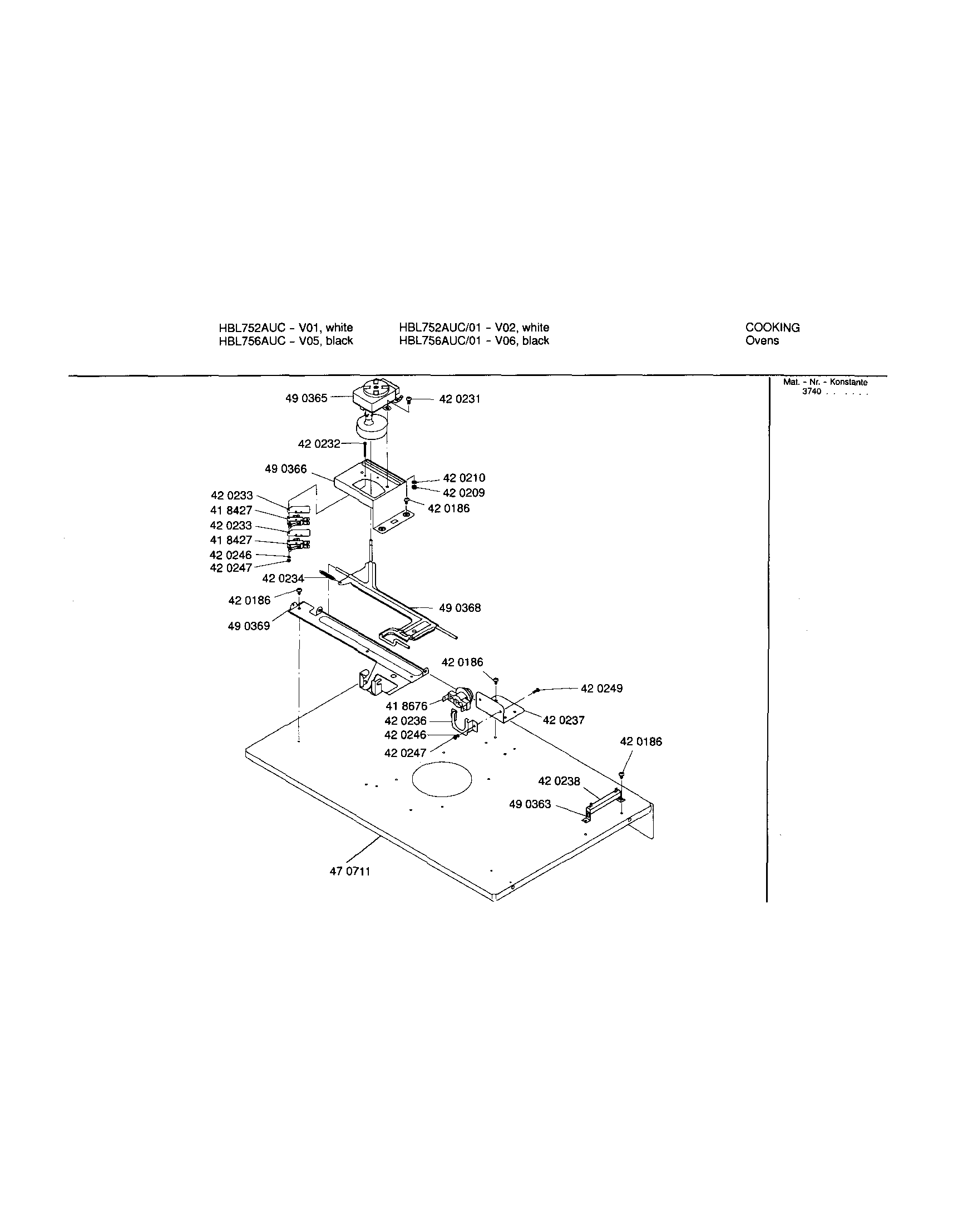 Bosch HBL752AUC/01 lower internal panel diagram